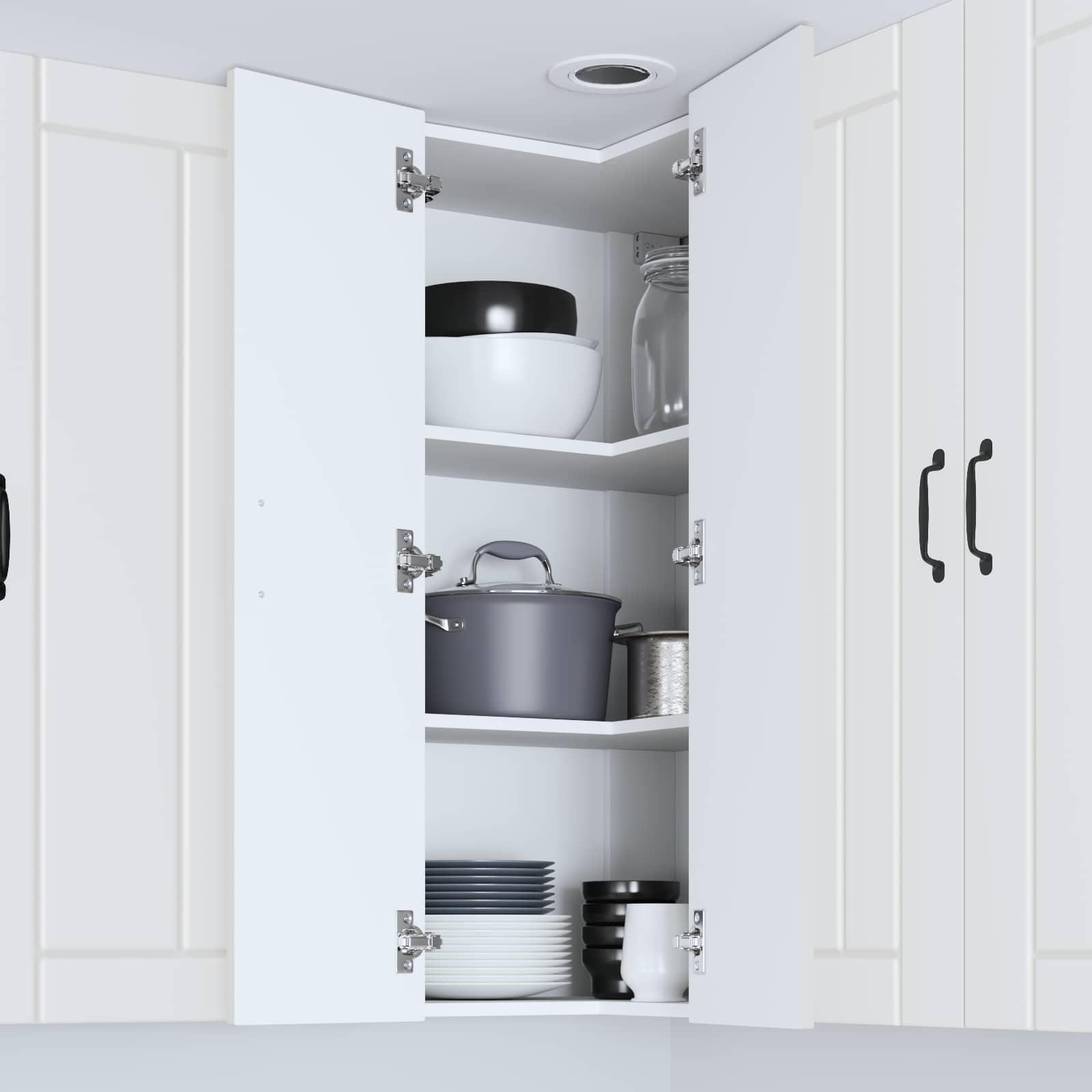 Wall Corner Cabinet LUCCA White 57 x 57 x 100 cm