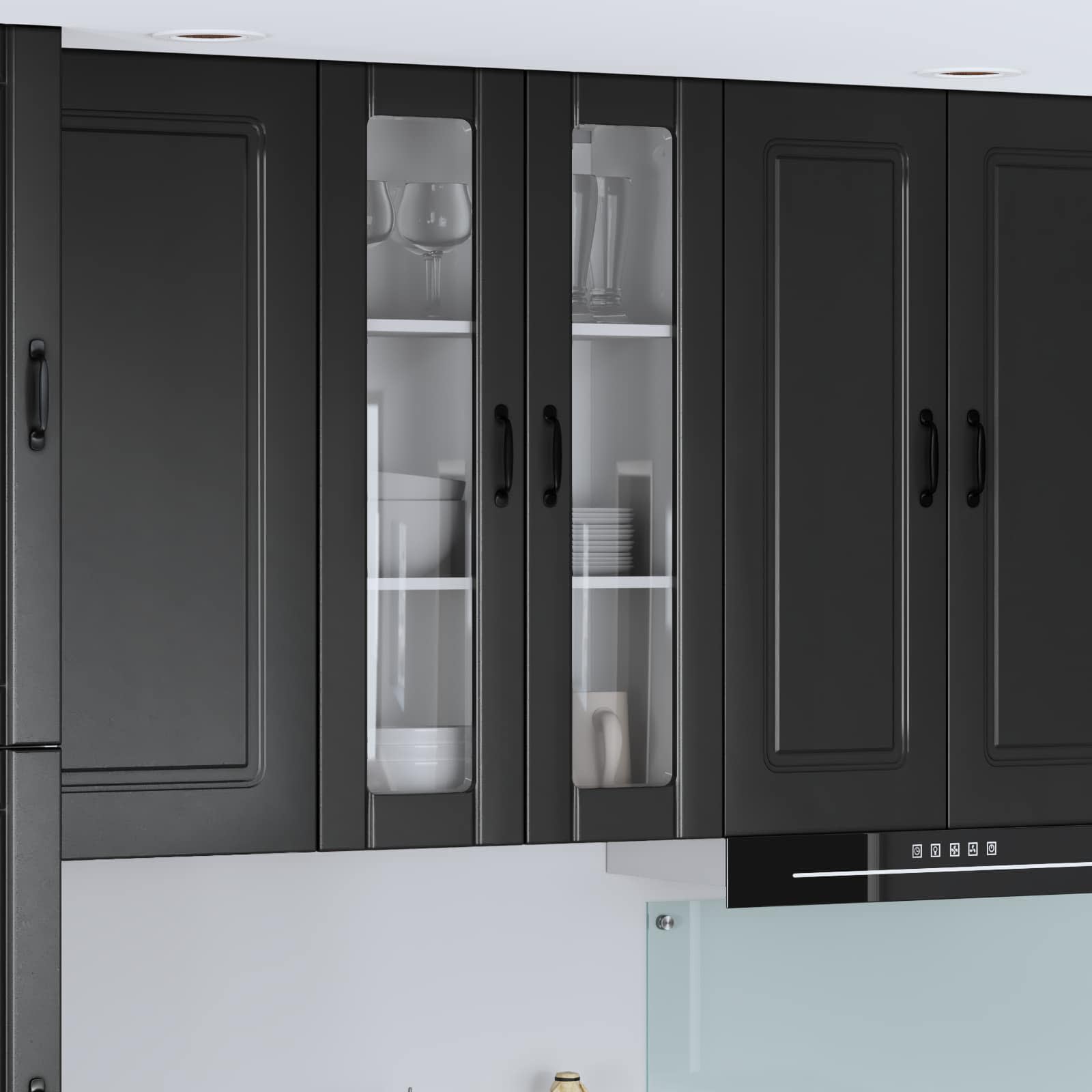 Wall Glass Cabinet LUCCA Black 60 x 31 x 100 cm Engineered Wood