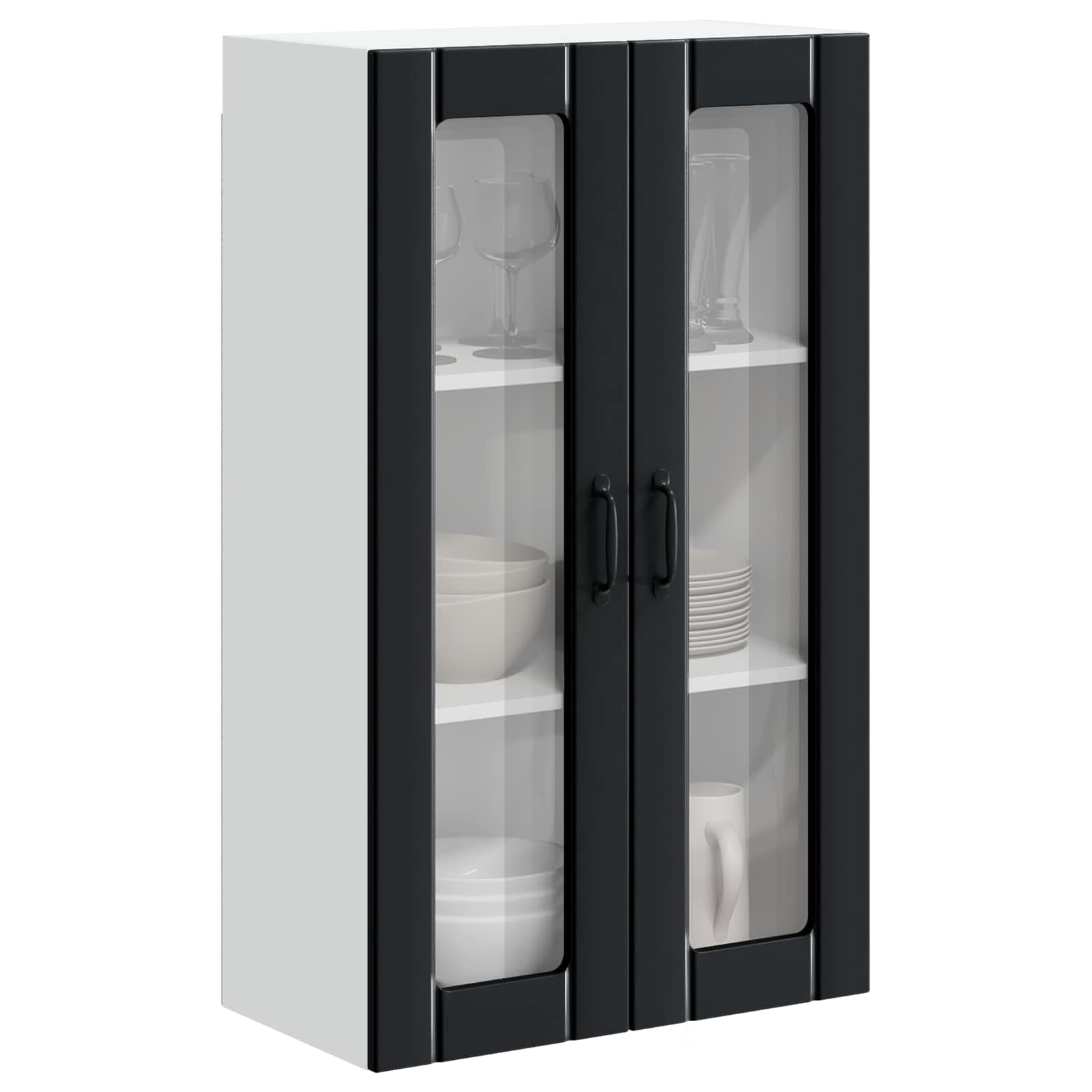 Wall Glass Cabinet LUCCA Black 60 x 31 x 100 cm Engineered Wood
