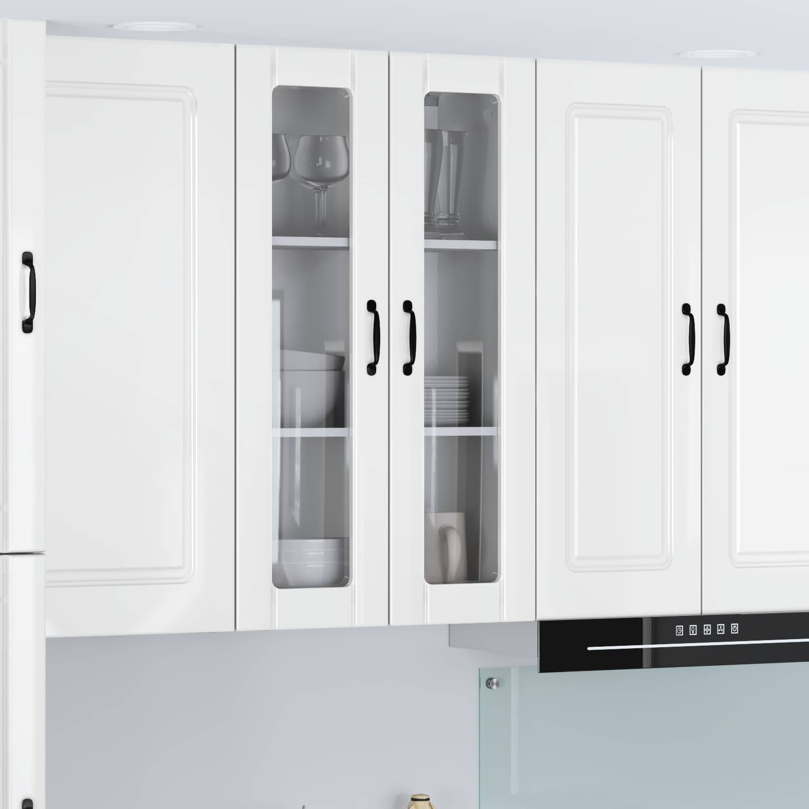 Wall Glass Cabinet LUCCA High Gloss White 60 x 31 x 100 cm