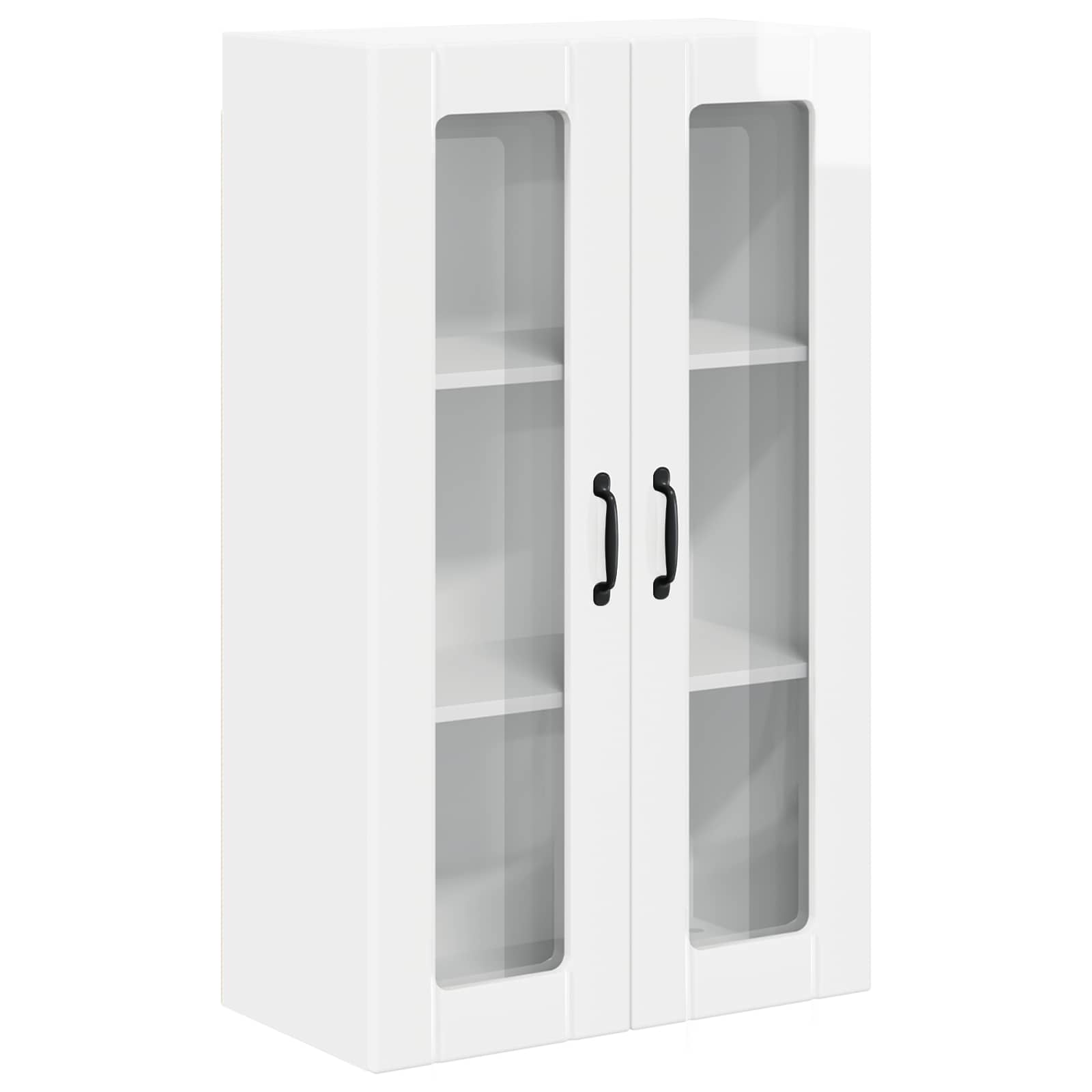 Wall Glass Cabinet LUCCA High Gloss White 60 x 31 x 100 cm