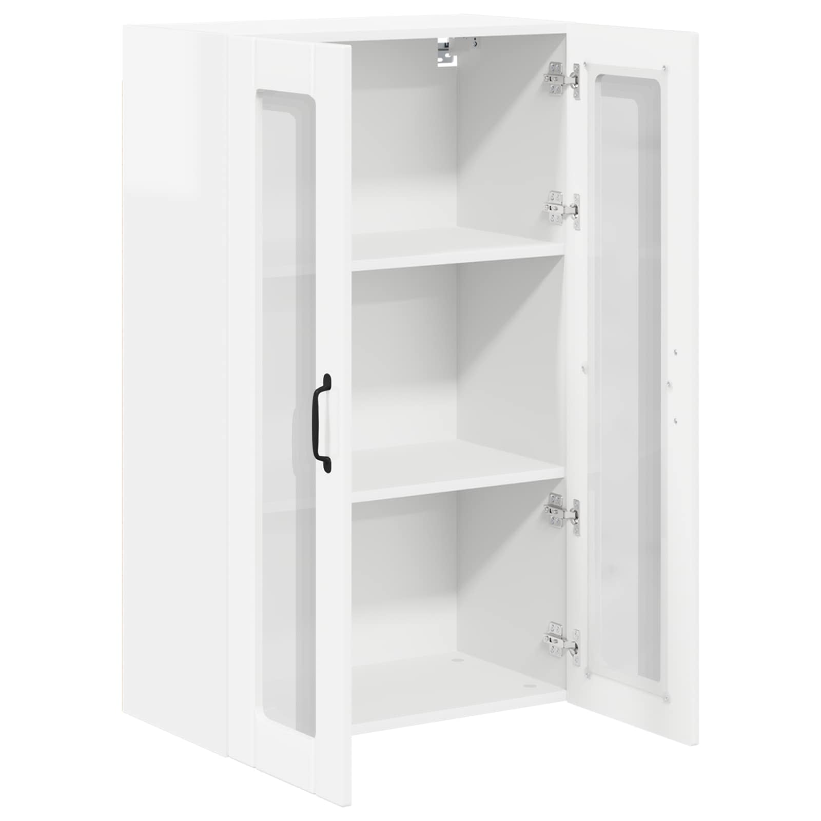 Wall Glass Cabinet LUCCA High Gloss White 60 x 31 x 100 cm