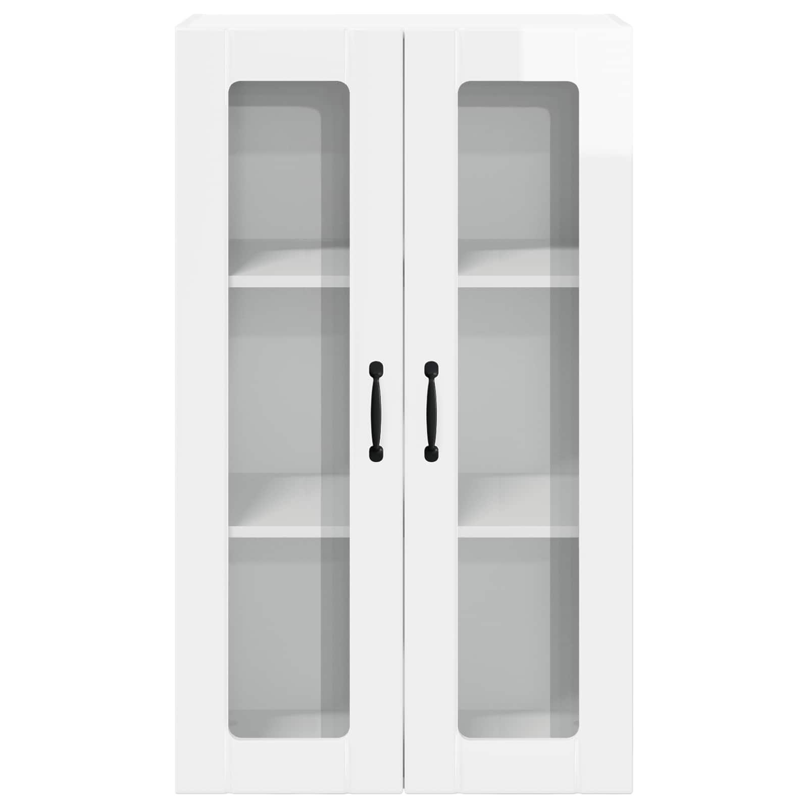 Wall Glass Cabinet LUCCA High Gloss White 60 x 31 x 100 cm