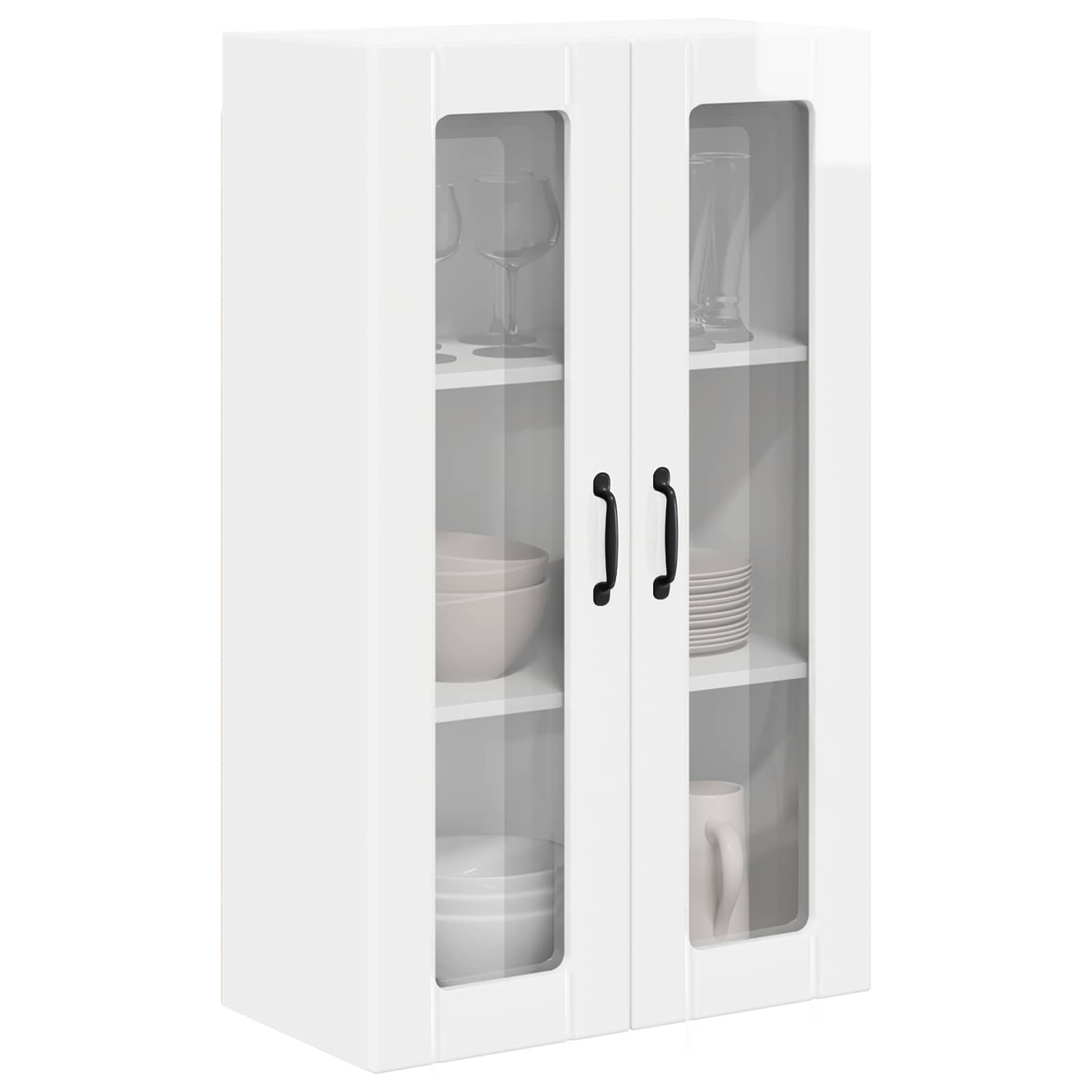 Wall Glass Cabinet LUCCA High Gloss White 60 x 31 x 100 cm