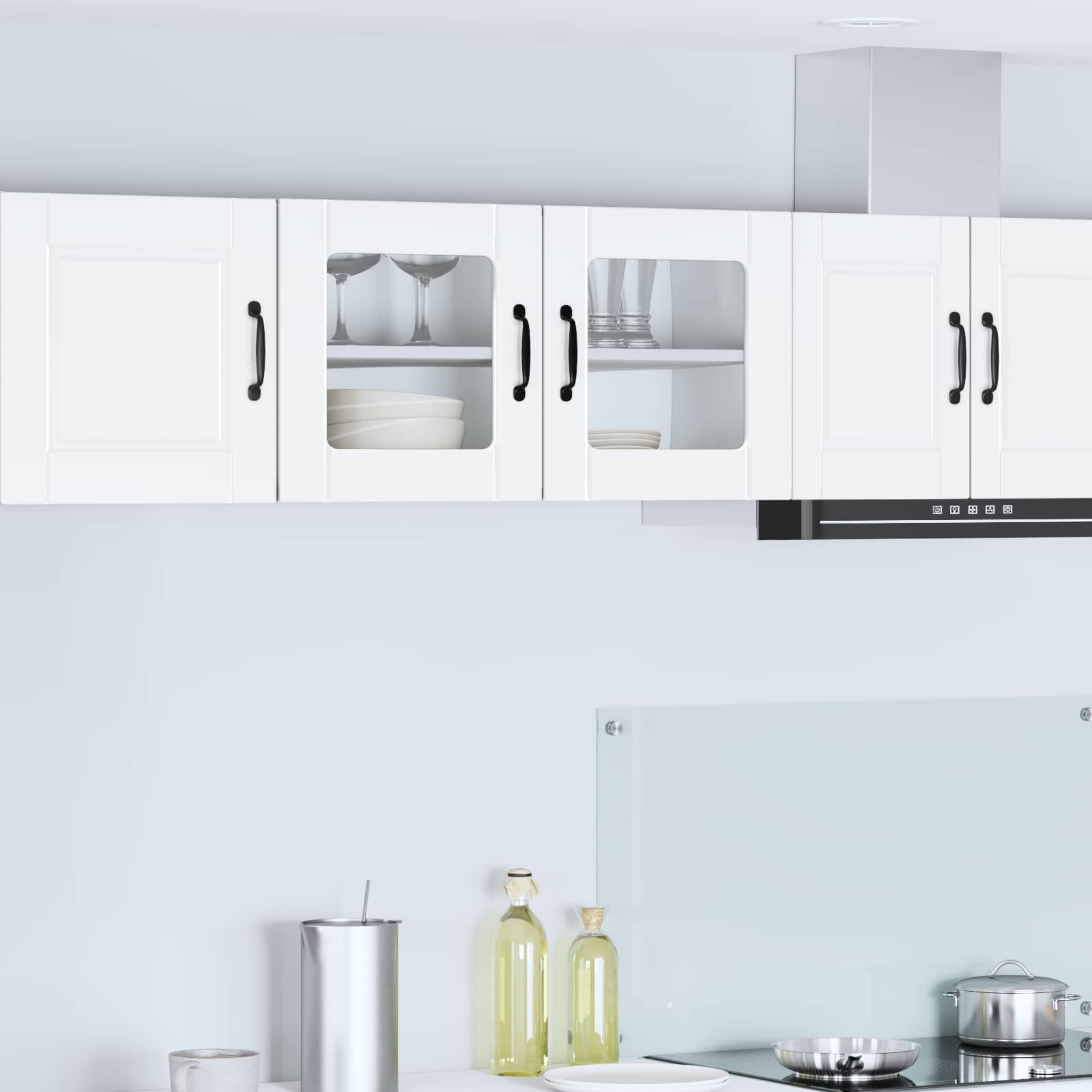 Wall Glass Cabinet PORTO White 80 x 31 x 40 cm Engineered Wood