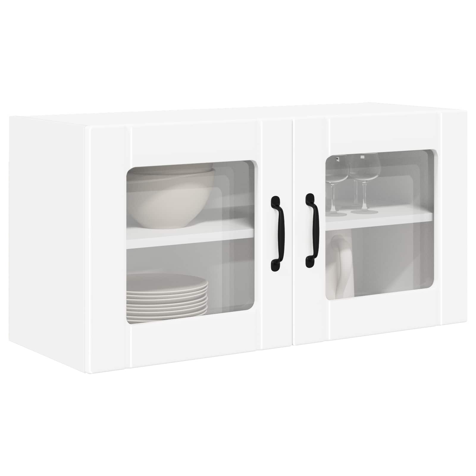 Wall Glass Cabinet PORTO White 80 x 31 x 40 cm Engineered Wood