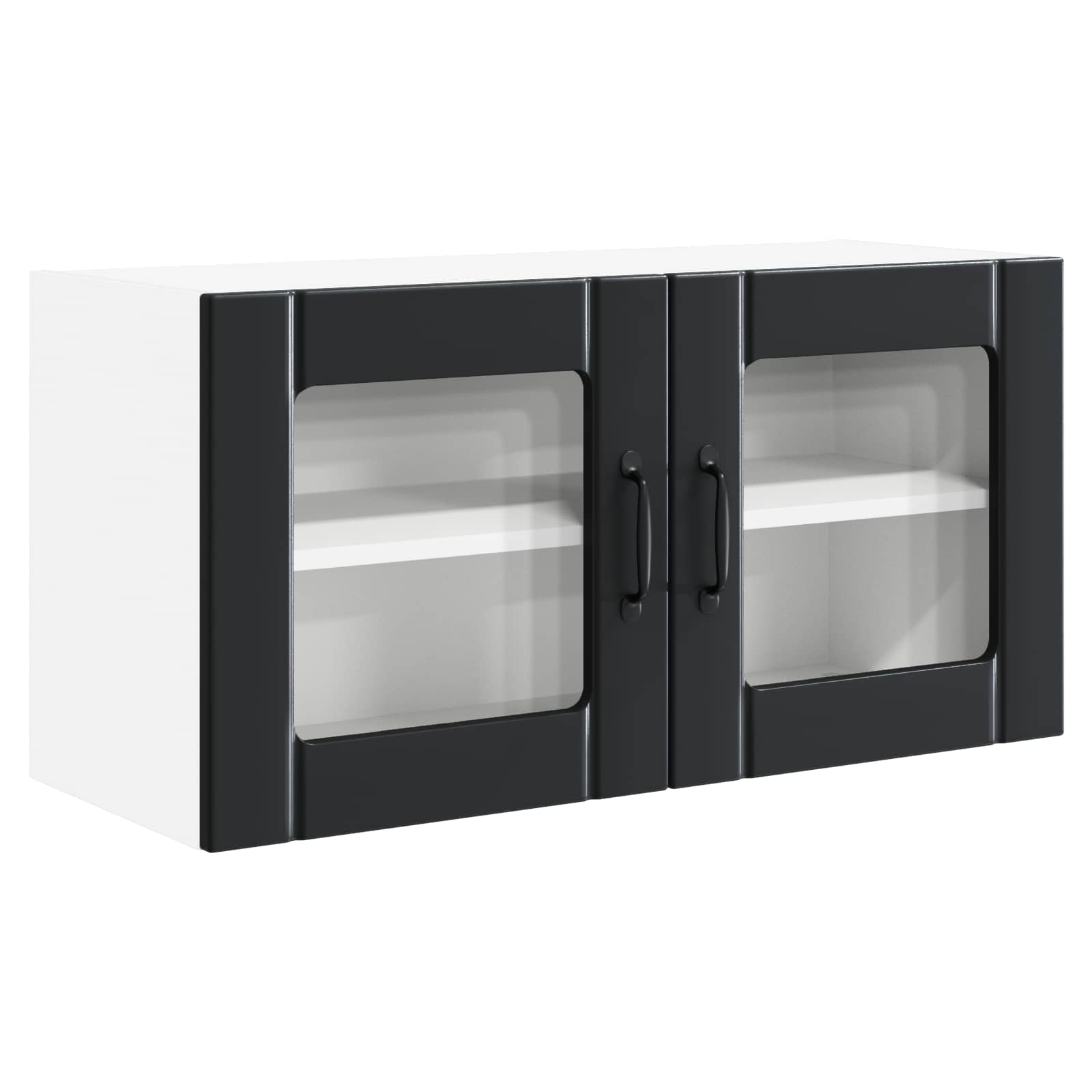 Wall Glass Cabinet PORTO Black 80 x 31 x 40 cm Engineered Wood