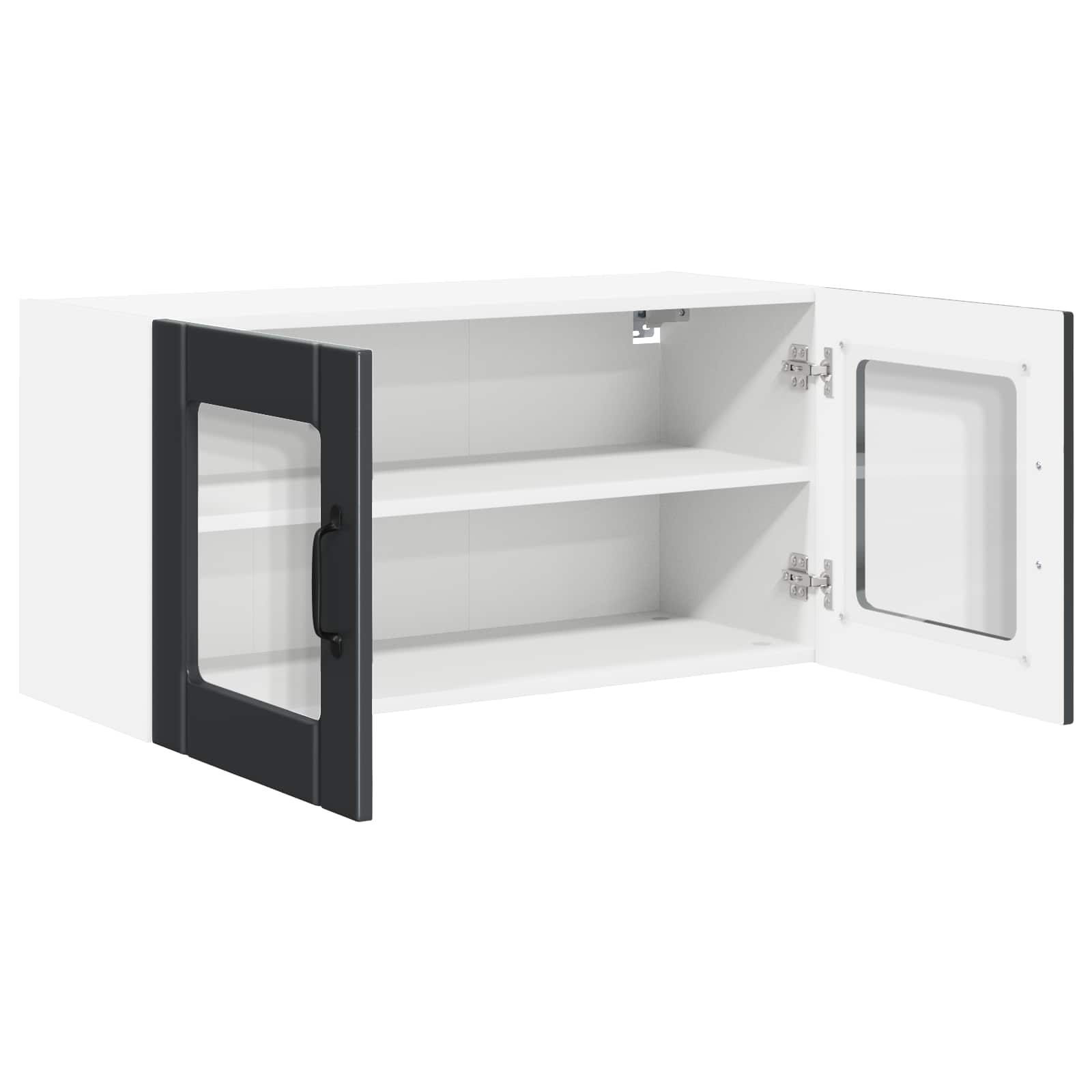 Wall Glass Cabinet PORTO Black 80 x 31 x 40 cm Engineered Wood
