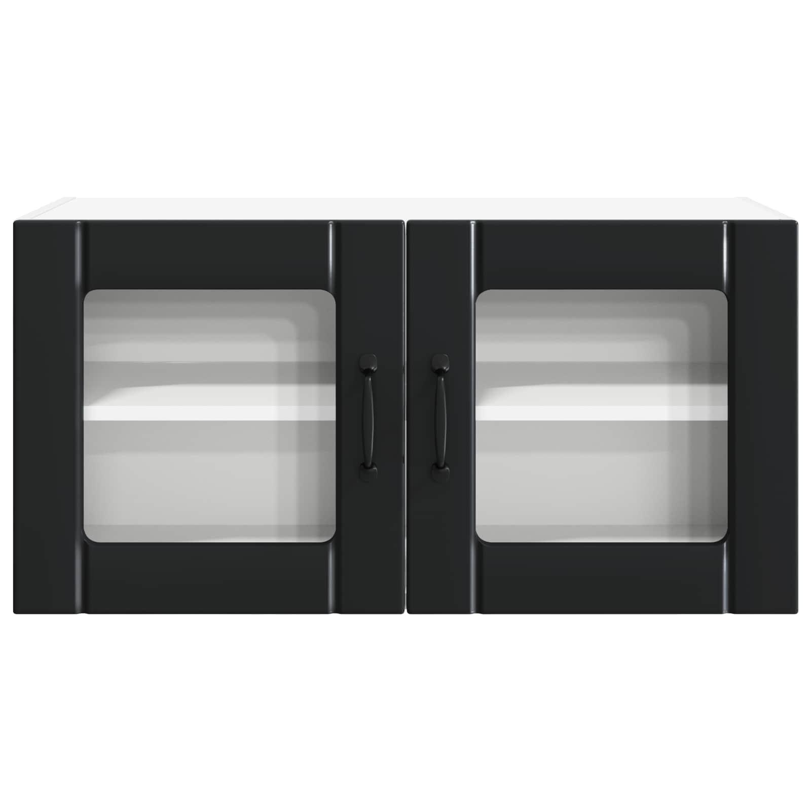 Wall Glass Cabinet PORTO Black 80 x 31 x 40 cm Engineered Wood