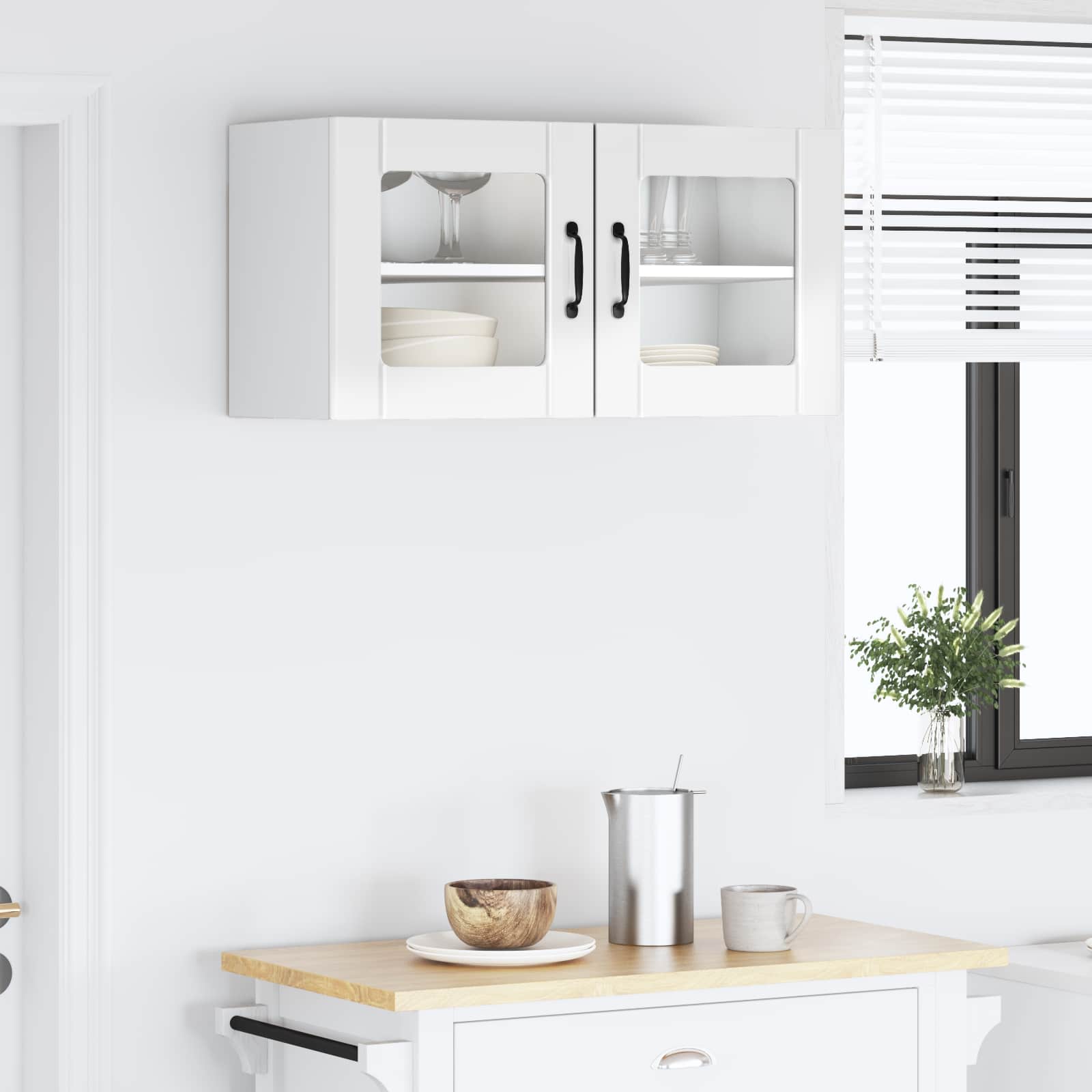 Wall Glass Cabinet PORTO High Gloss White 80 x 31 x 40 cm