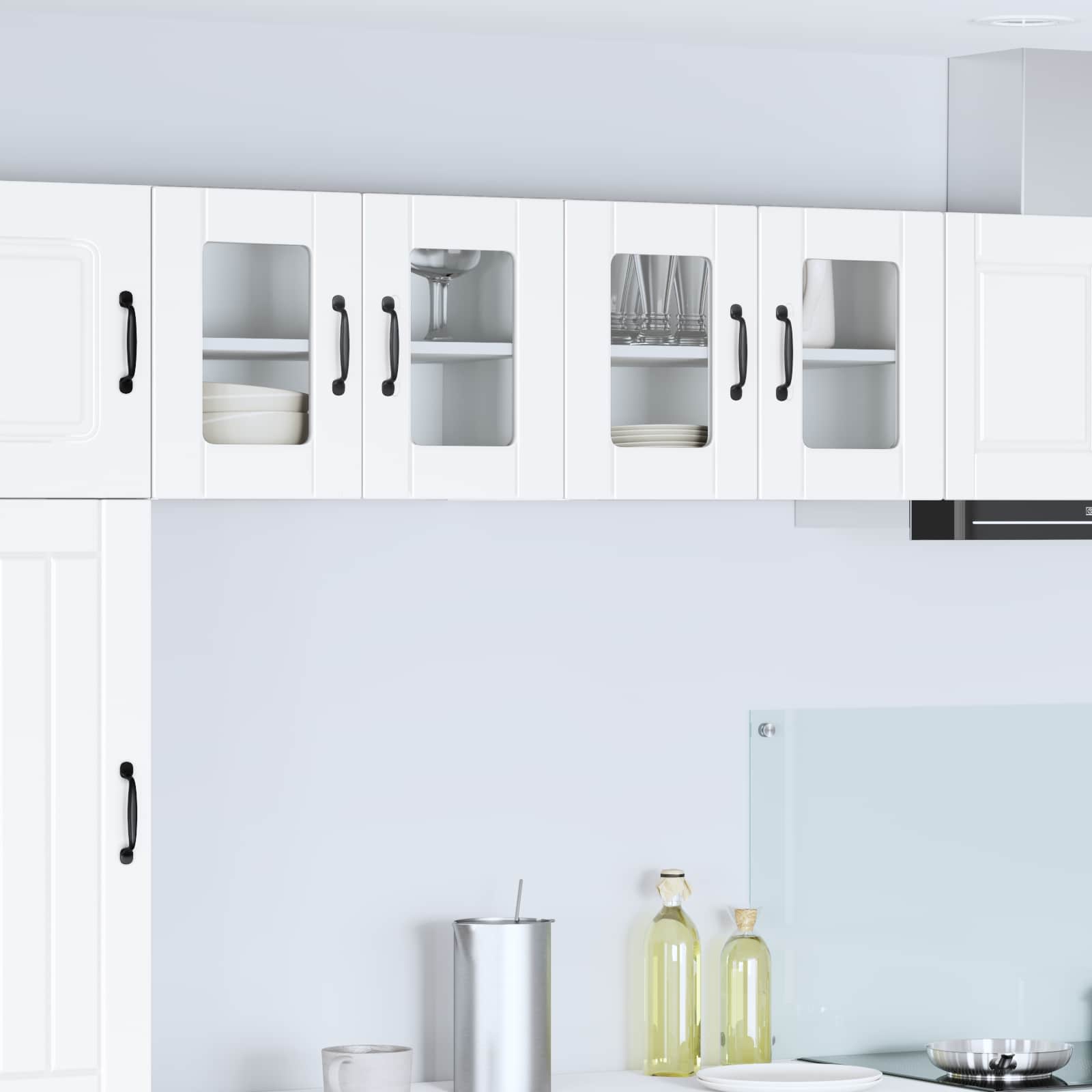 Wall Glass Cabinet PORTO White 60 x 31 x 40 cm Engineered Wood