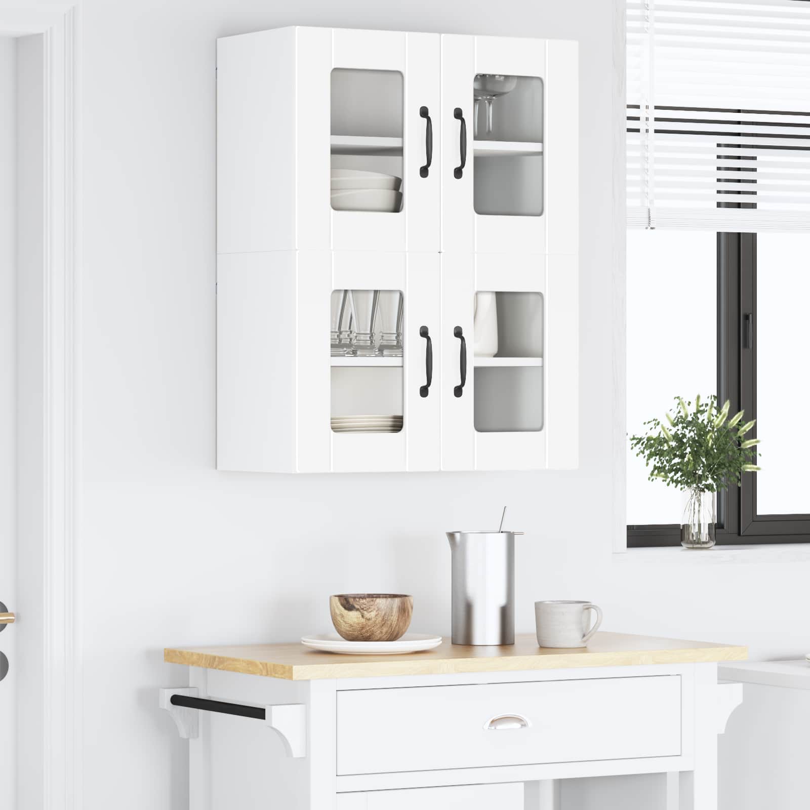 Wall Glass Cabinet PORTO White 60 x 31 x 40 cm Engineered Wood