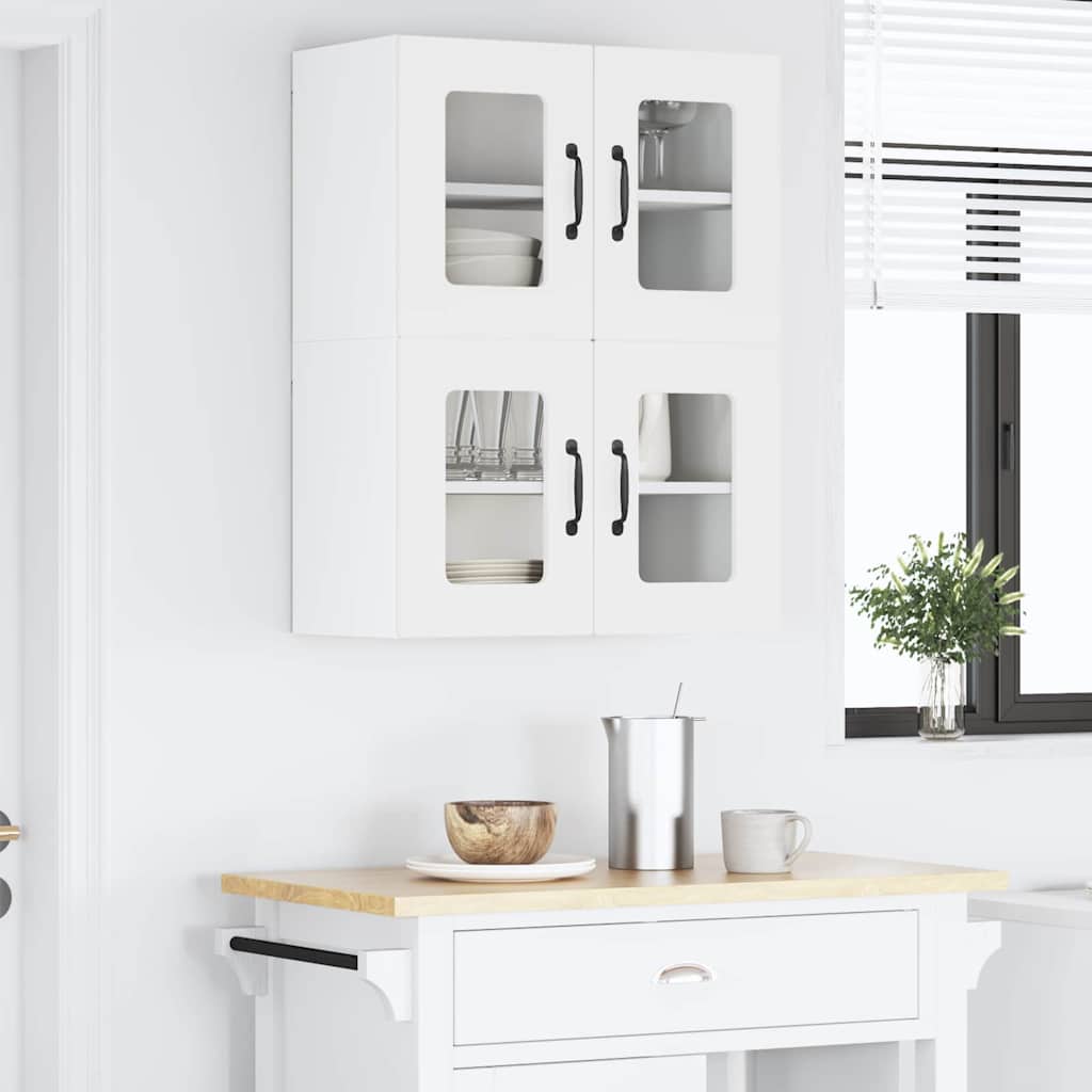 Wall Glass Cabinet PORTO 2 pcs White 60 x 31 x 40 cm