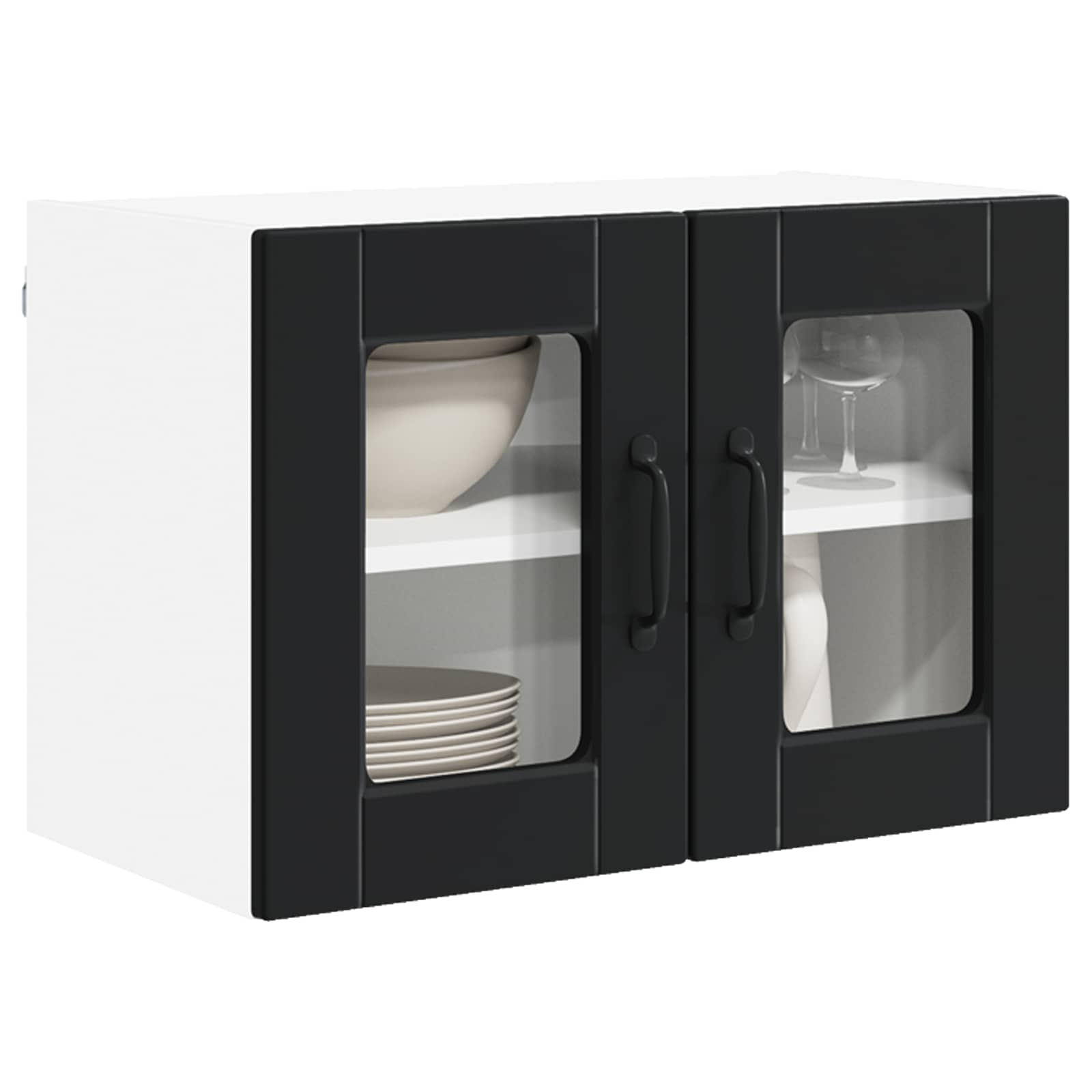 Wall Glass Cabinet PORTO Black 60 x 31 x 40 cm Engineered Wood