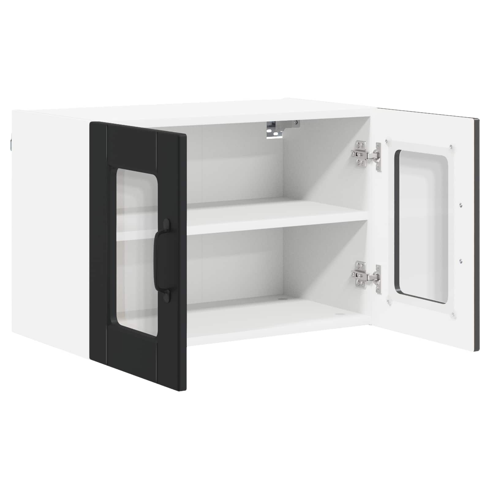 Wall Glass Cabinet PORTO 2 pcs Black 60 x 31 x 40 cm