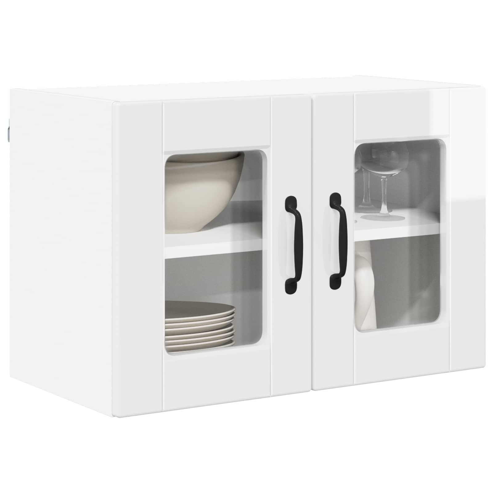 Wall Glass Cabinet PORTO High Gloss White 60 x 31 x 40 cm
