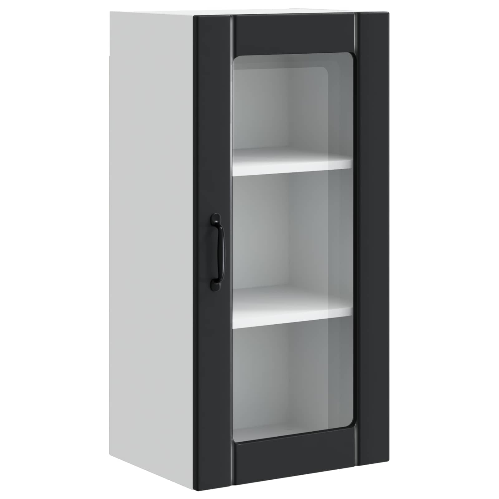 Wall Glass Cabinet PORTO Black 40 x 31 x 80 cm Engineered Wood