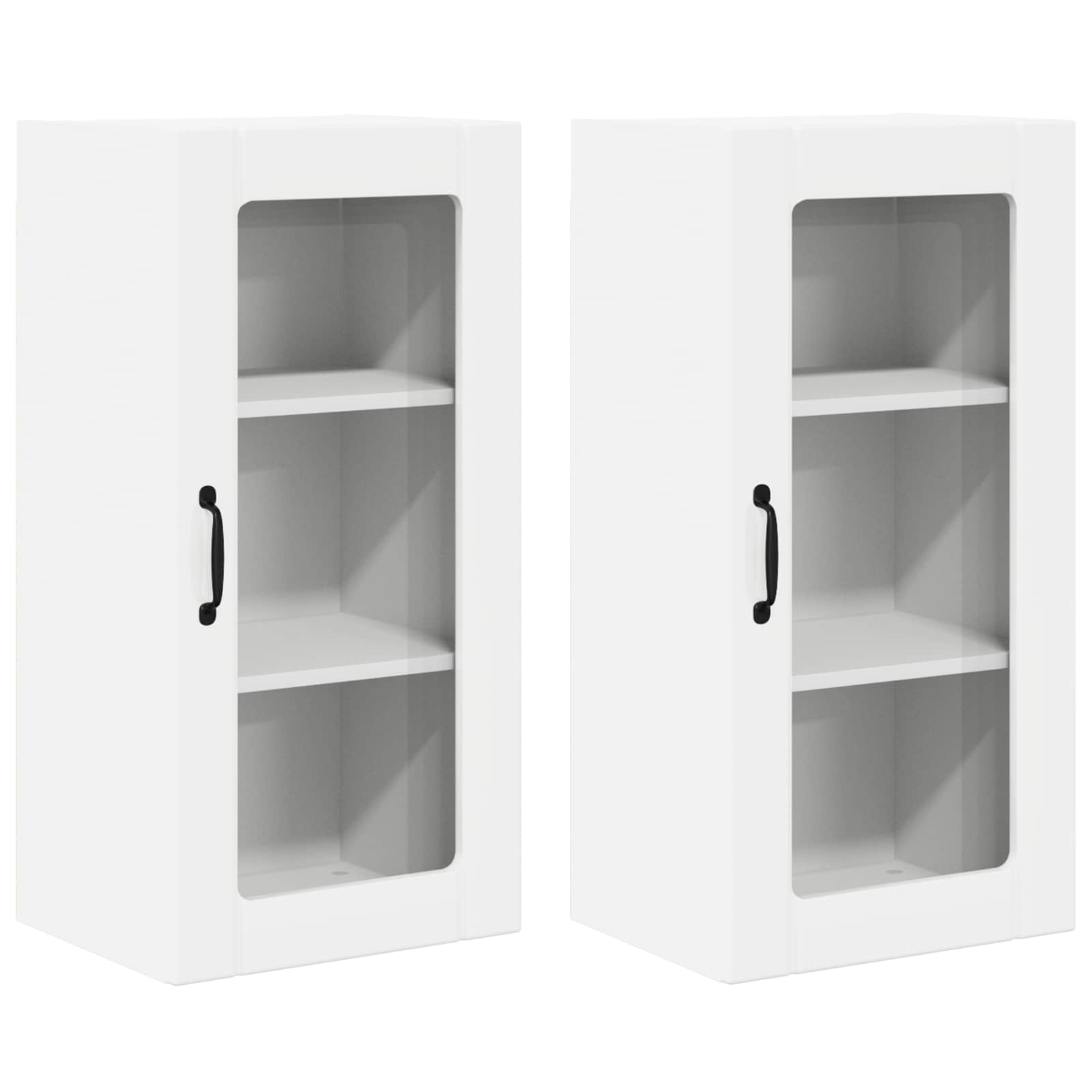 Wall Glass Cabinet PORTO 2 pcs High Gloss White 40 x 31 x 80 cm