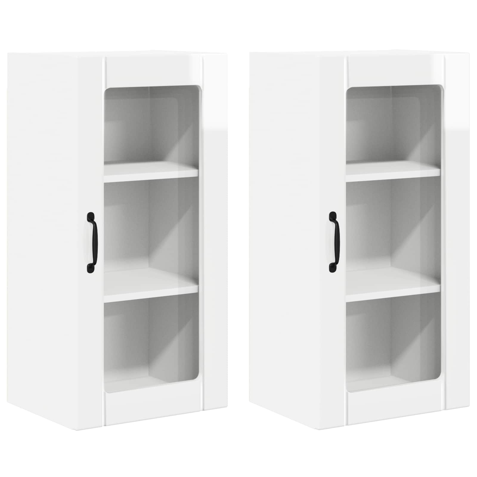 Wall Glass Cabinet PORTO 2 pcs High Gloss White 40 x 31 x 80 cm