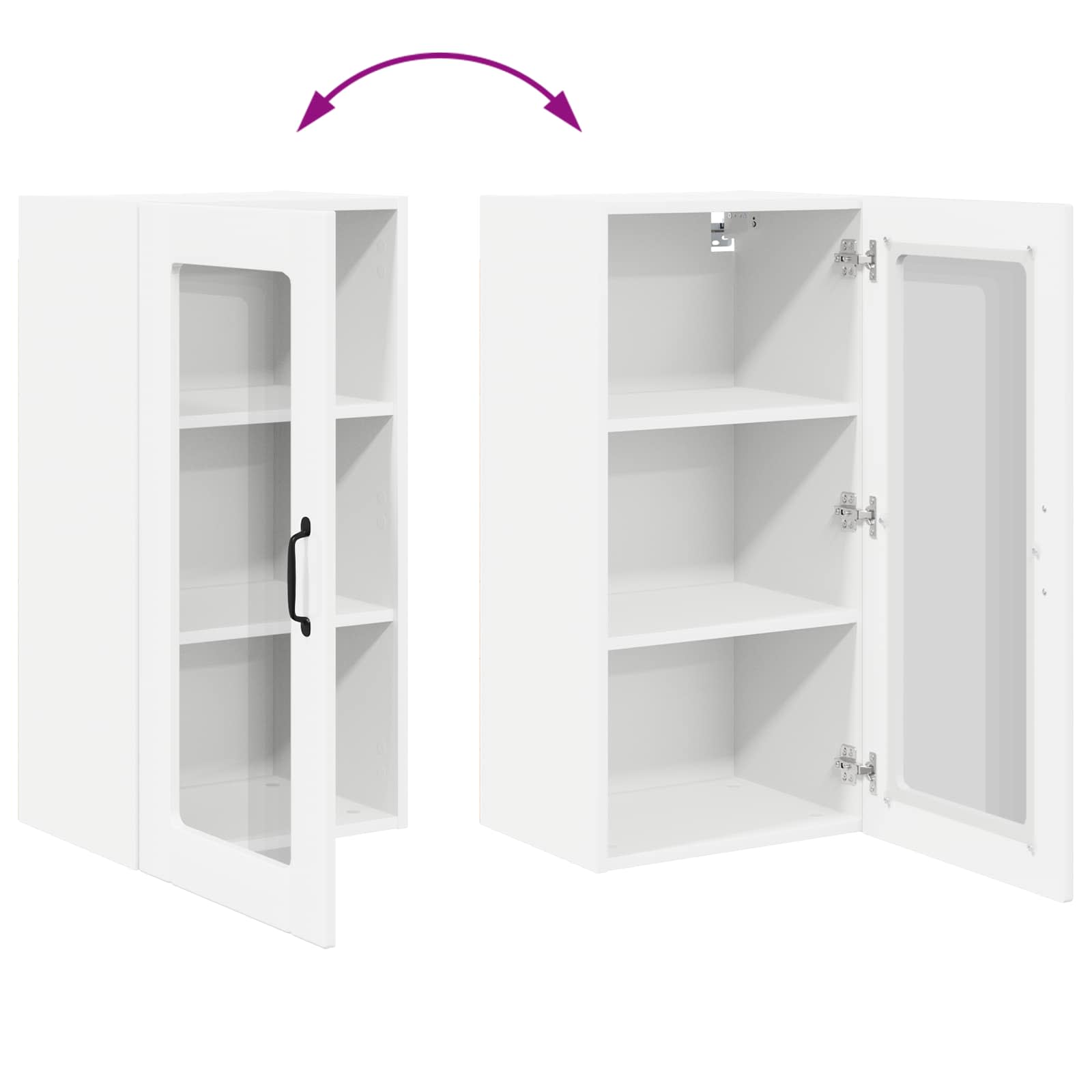 Wall Glass Cabinet PORTO 2 pcs High Gloss White 40 x 31 x 80 cm