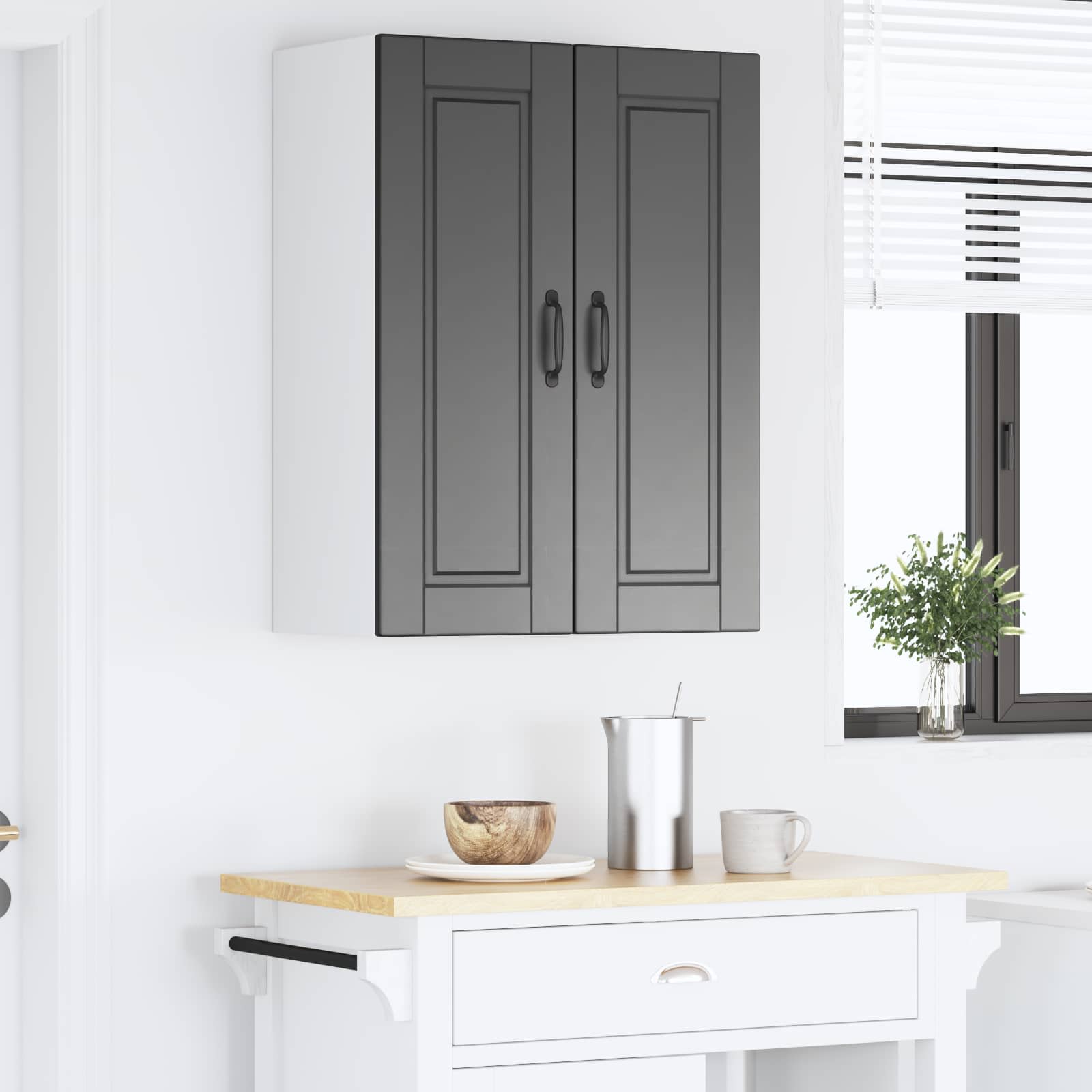 Wall Cabinet PORTO Black 60 x 31 x 80 cm Engineered Wood