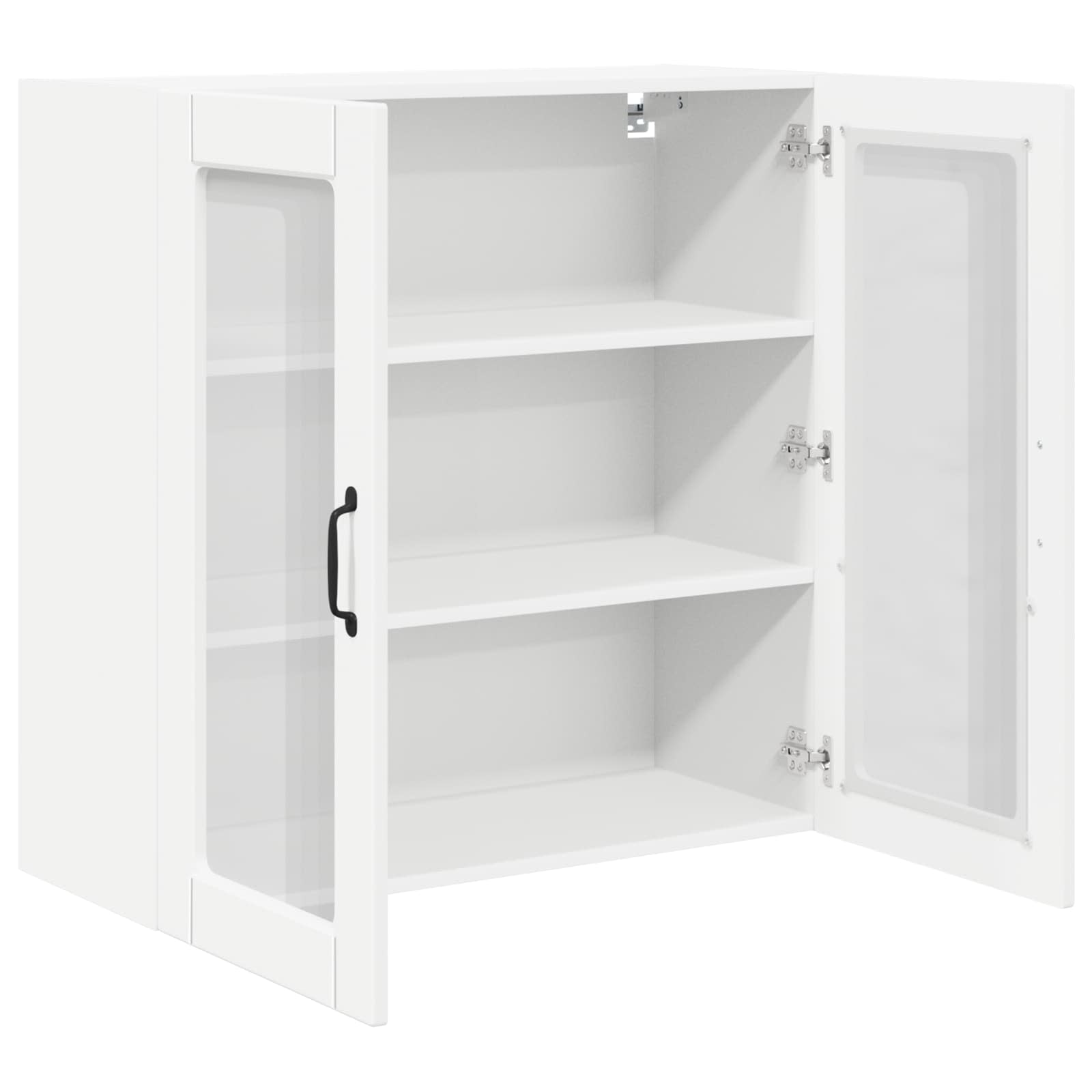 Wall Glass Cabinet PORTO White 80 x 31 x 80 cm Engineered Wood