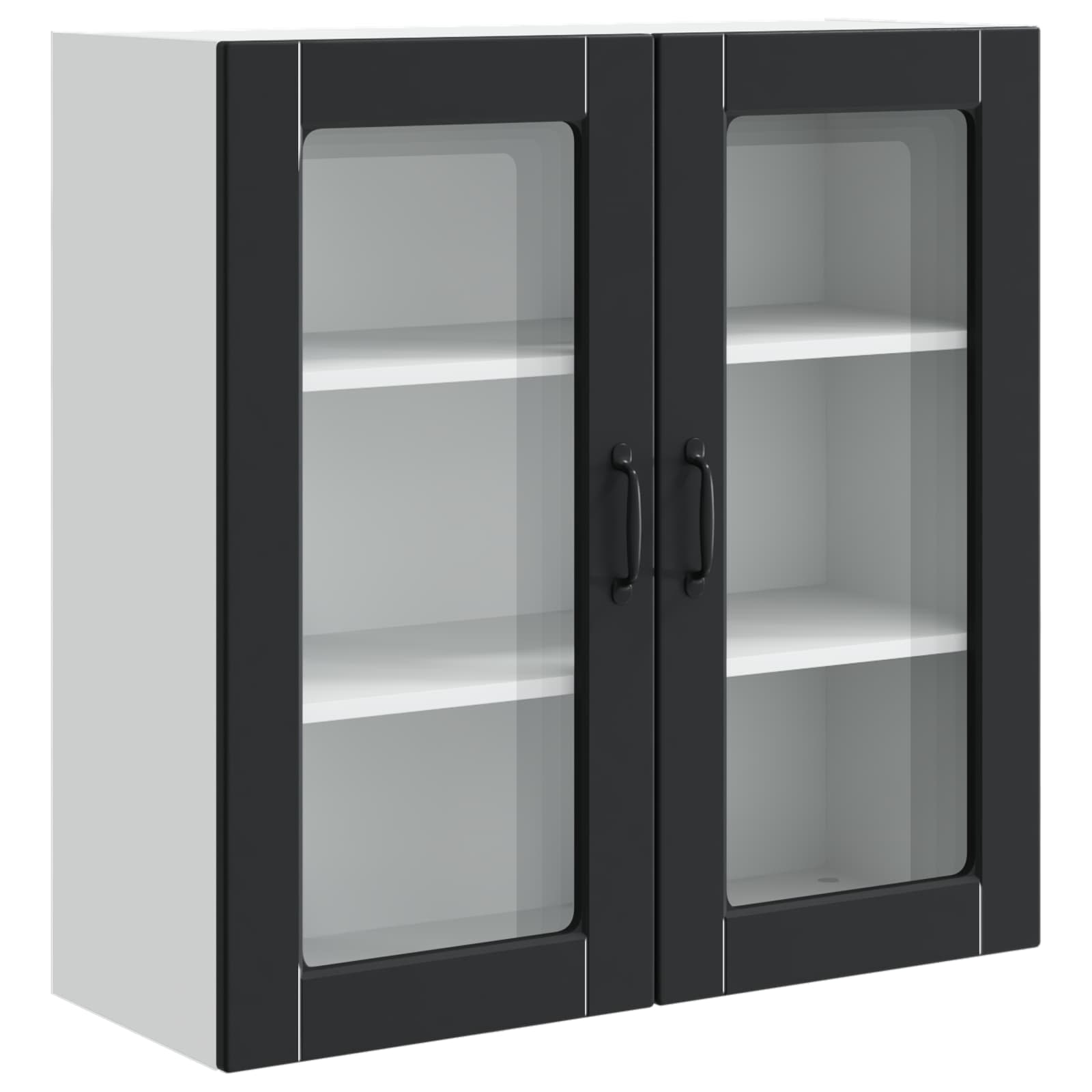 Wall Glass Cabinet PORTO Black 80 x 31 x 80 cm Engineered Wood
