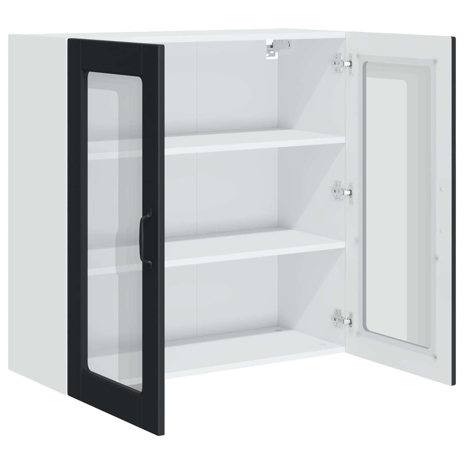 Wall Glass Cabinet PORTO Black 80 x 31 x 80 cm Engineered Wood