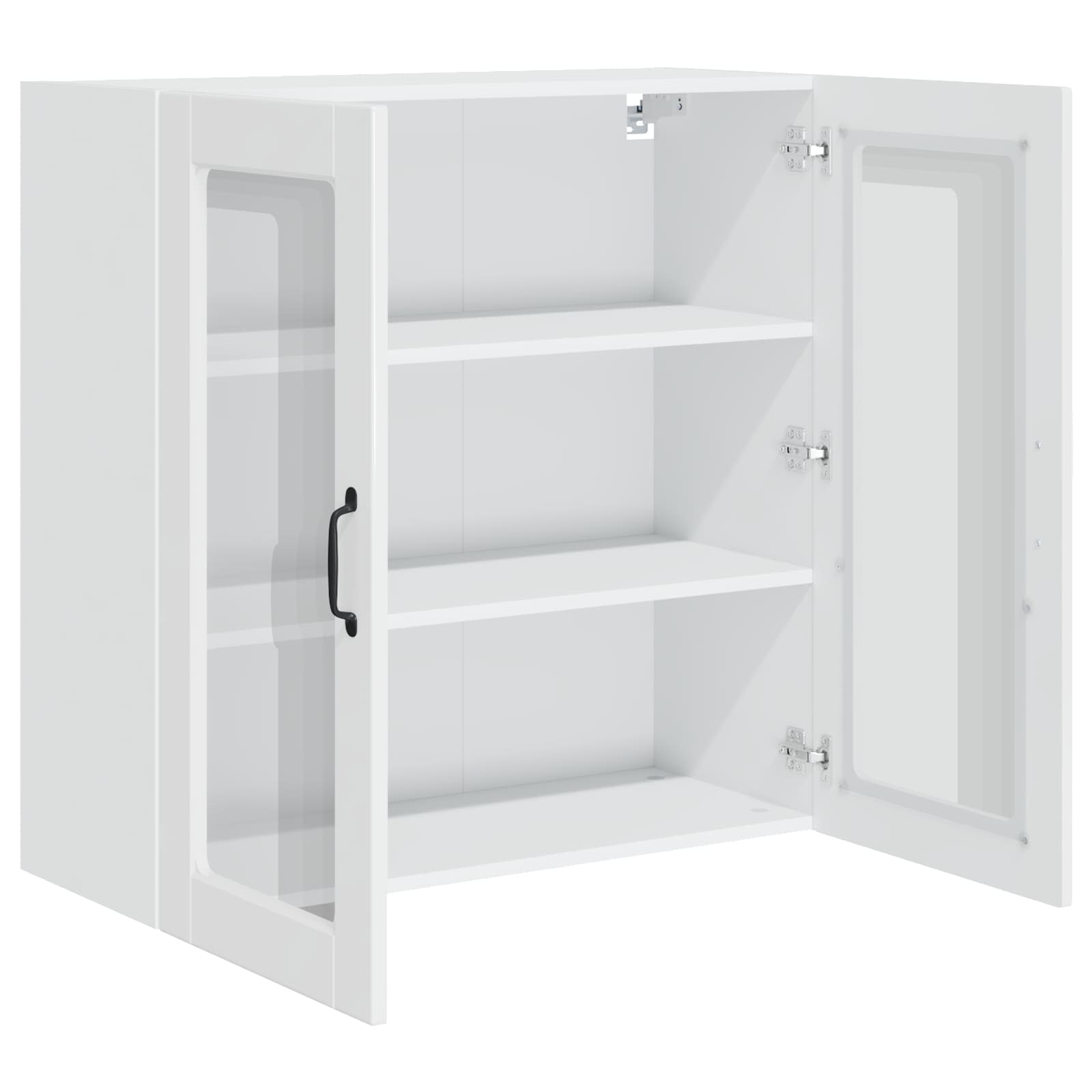 Wall Glass Cabinet PORTO High Gloss White 80 x 31 x 80 cm