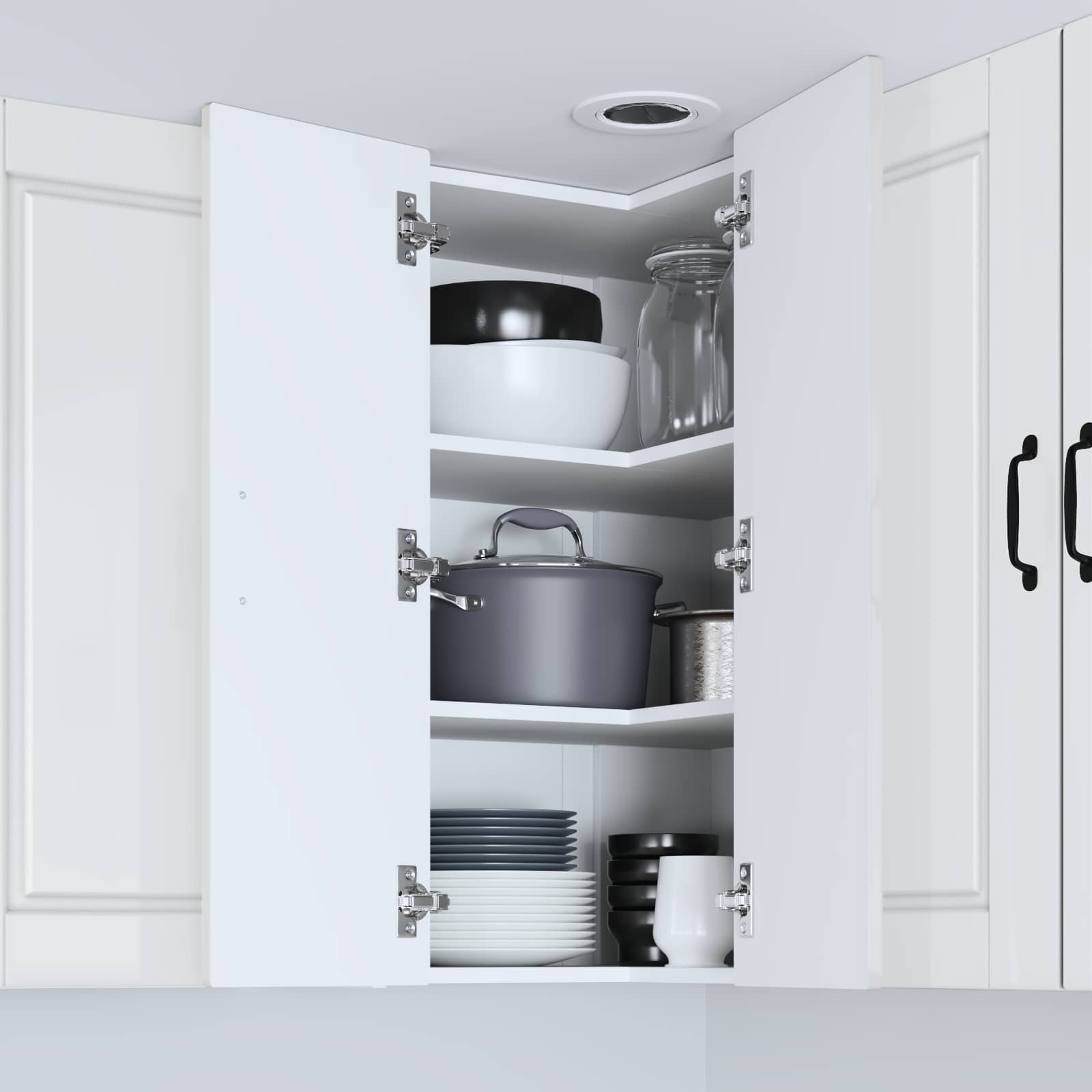 Wall Corner Cabinet PORTO High Gloss White 57 x 57 x 80 cm