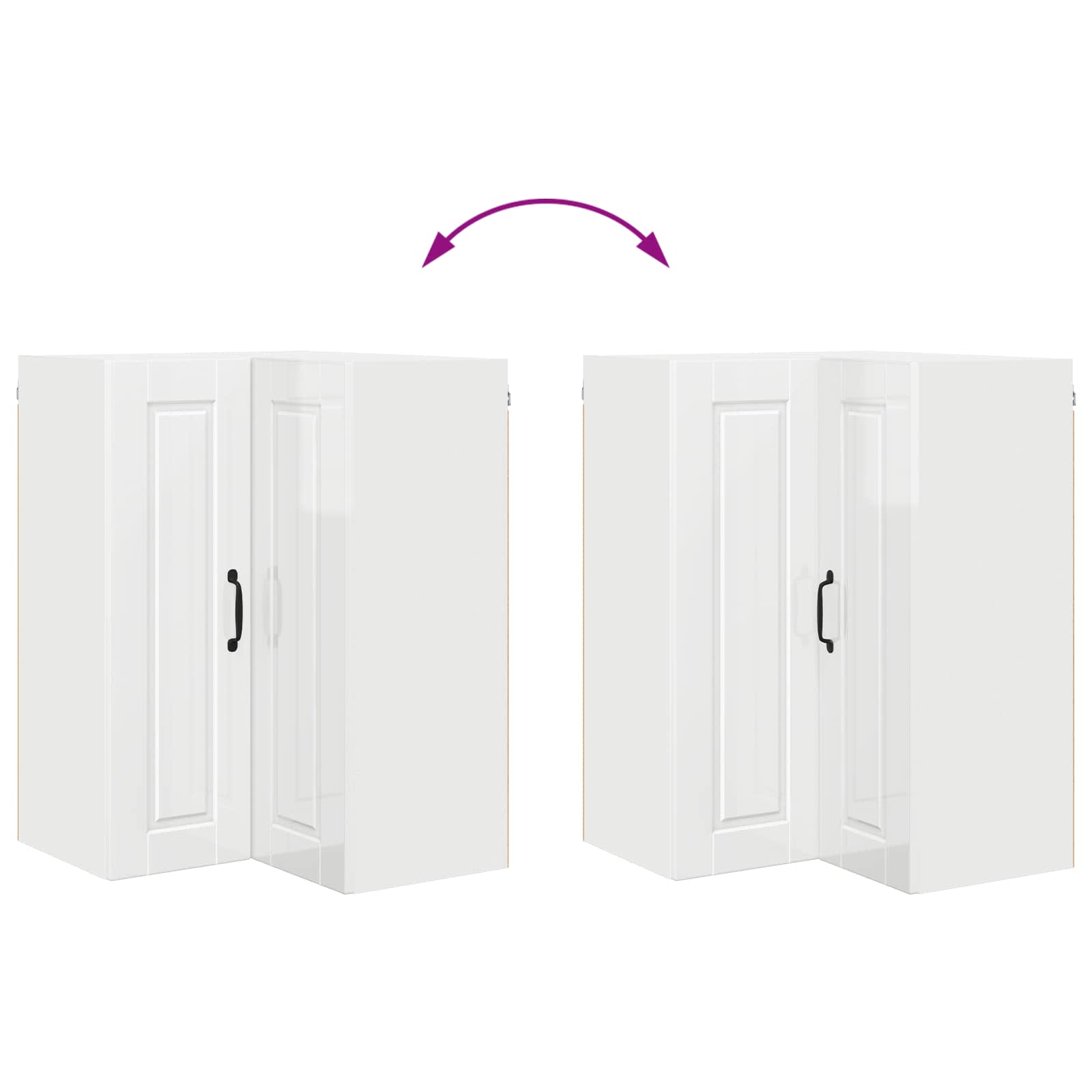 Wall Corner Cabinet PORTO High Gloss White 57 x 57 x 80 cm