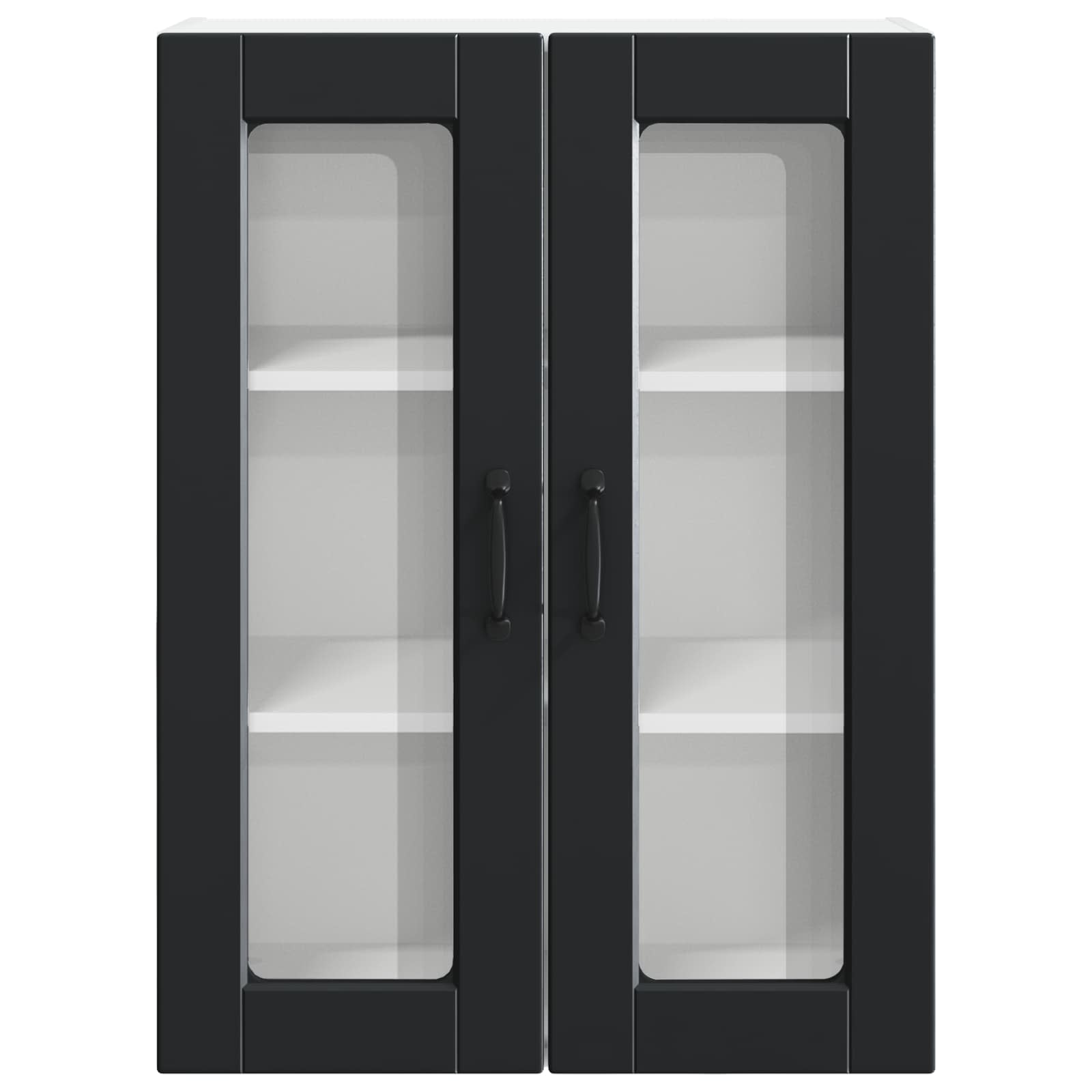 Wall Glass Cabinet PORTO Black 60 x 31 x 80 cm Engineered Wood