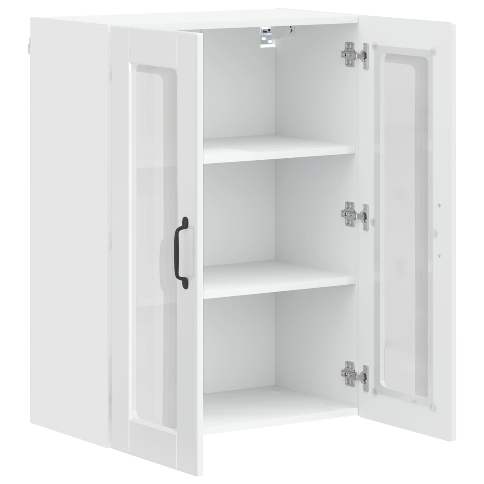 Wall Glass Cabinet PORTO High Gloss White 60 x 31 x 80 cm