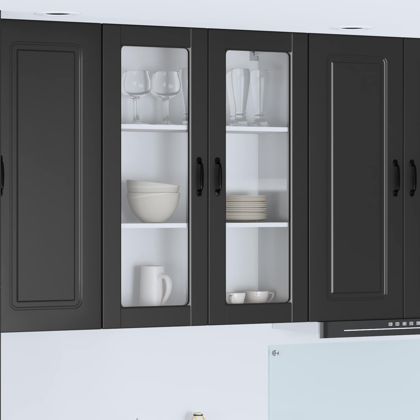 Wall Glass Cabinet PORTO Black 80 x 31 x 100 cm Engineered Wood