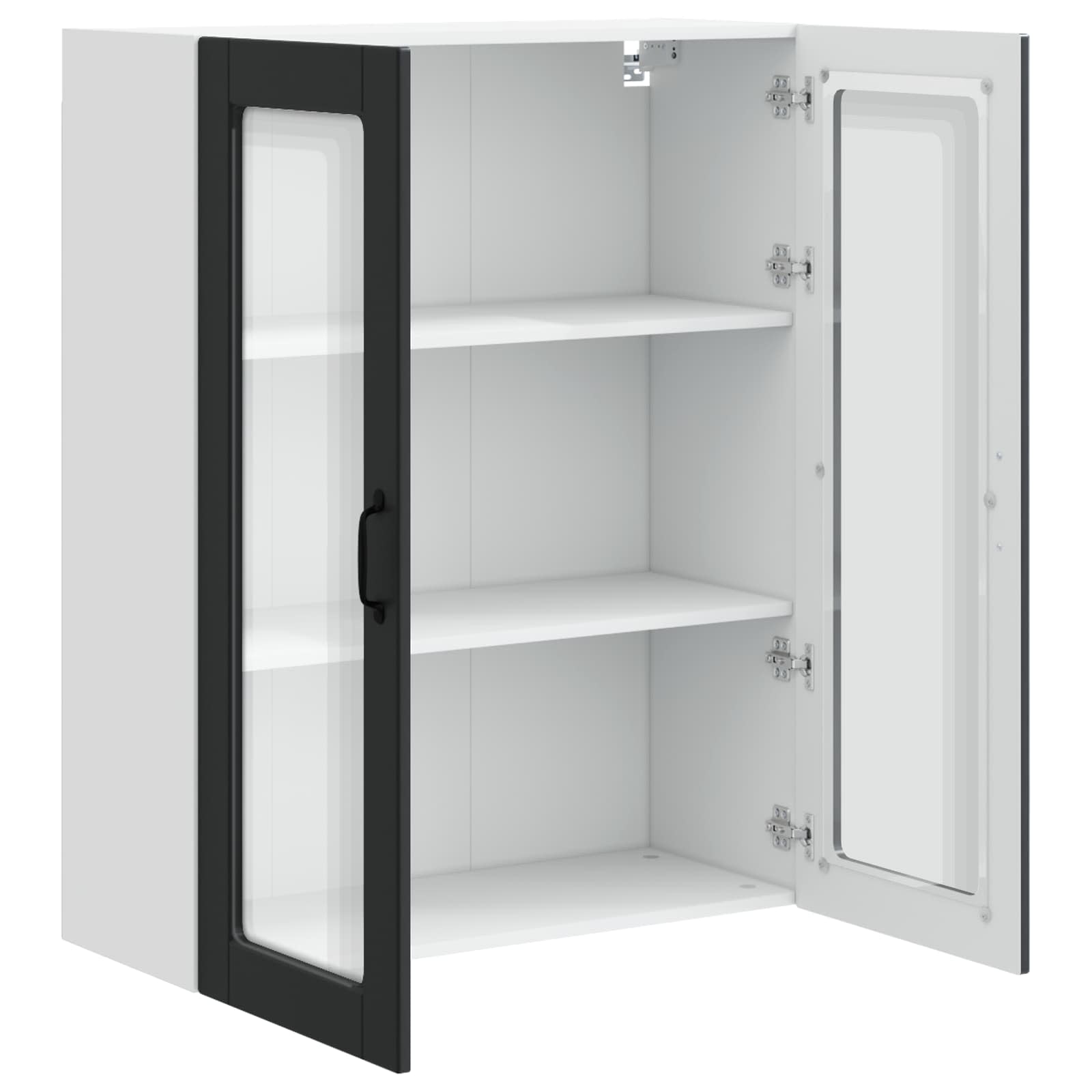 Wall Glass Cabinet PORTO Black 80 x 31 x 100 cm Engineered Wood