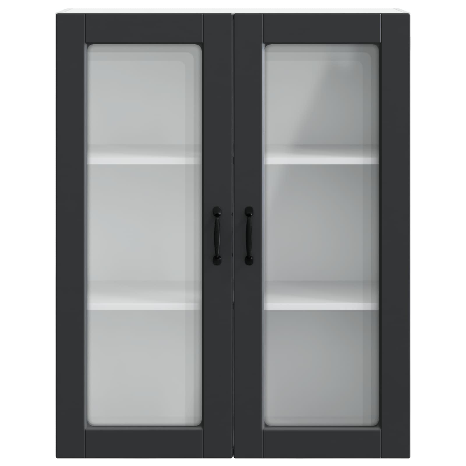 Wall Glass Cabinet PORTO Black 80 x 31 x 100 cm Engineered Wood