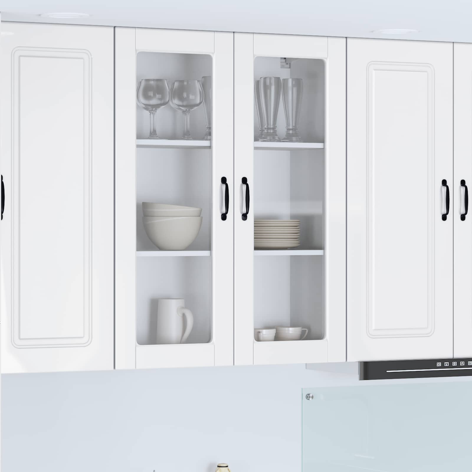 Wall Glass Cabinet PORTO High Gloss White 80 x 31 x 100 cm