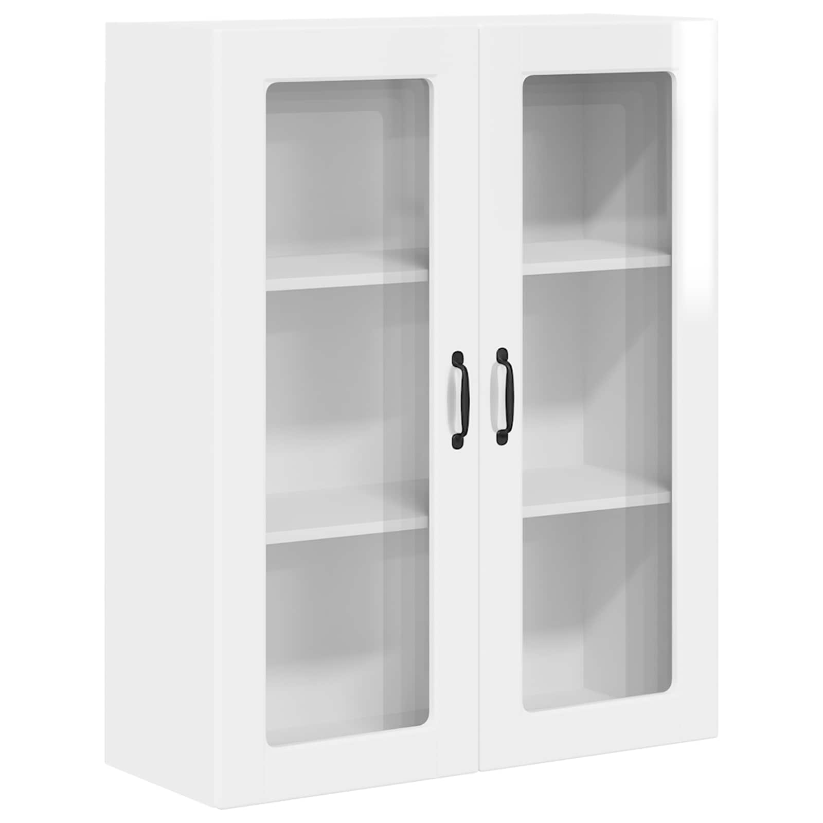 Wall Glass Cabinet PORTO High Gloss White 80 x 31 x 100 cm