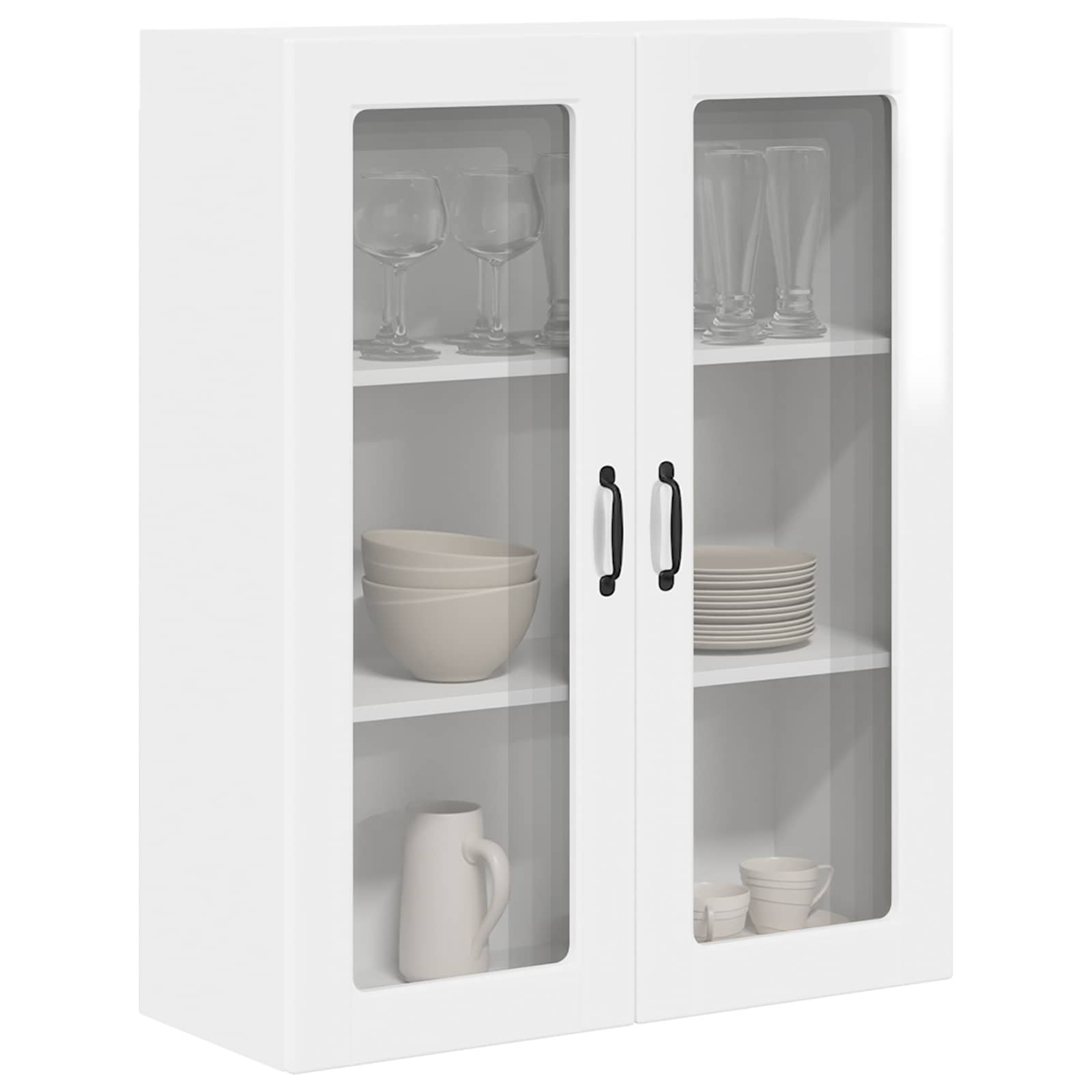 Wall Glass Cabinet PORTO High Gloss White 80 x 31 x 100 cm
