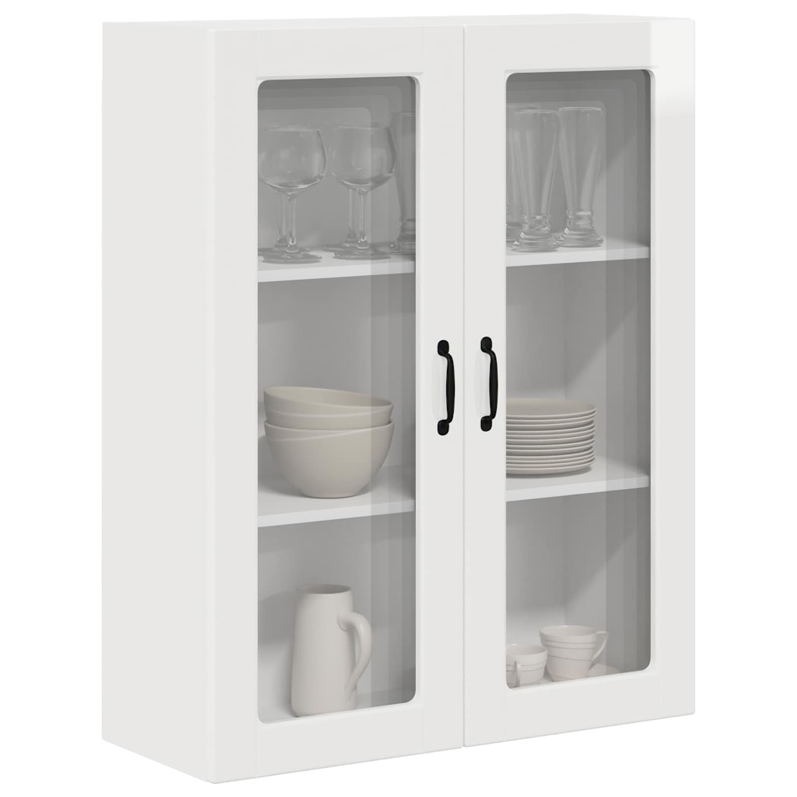 Wall Glass Cabinet PORTO High Gloss White 80 x 31 x 100 cm