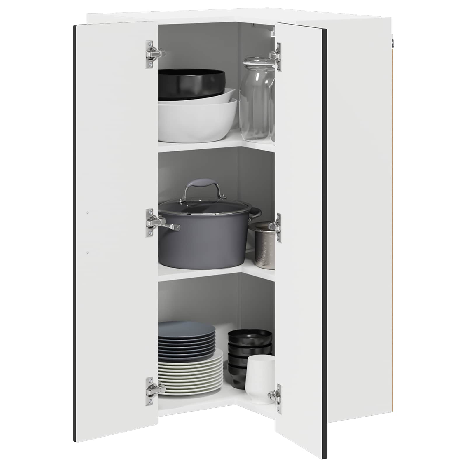 Wall Corner Cabinet PORTO Black 57 x 57 x 100 cm
