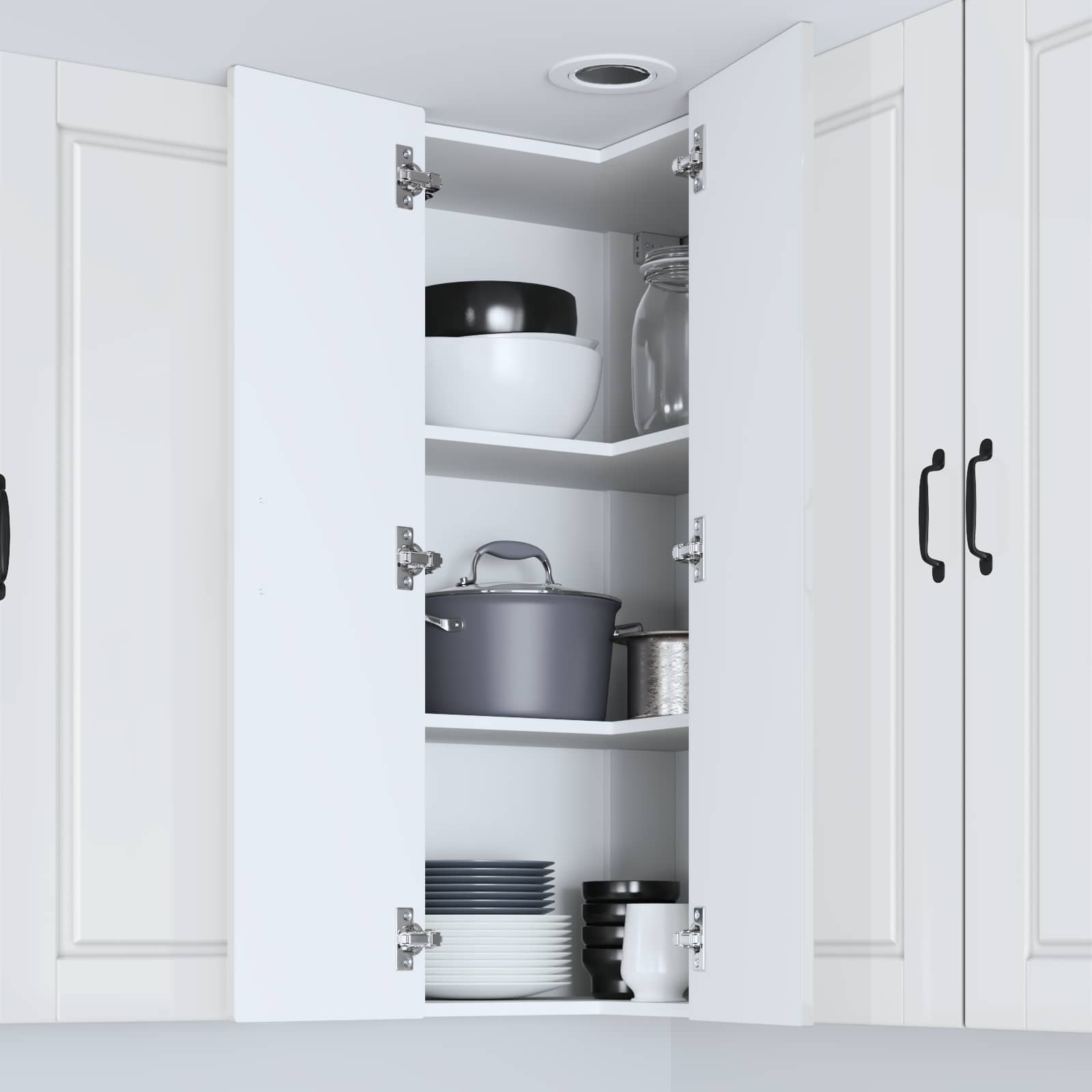 Wall Corner Cabinet PORTO High Gloss White 57 x 57 x 100 cm