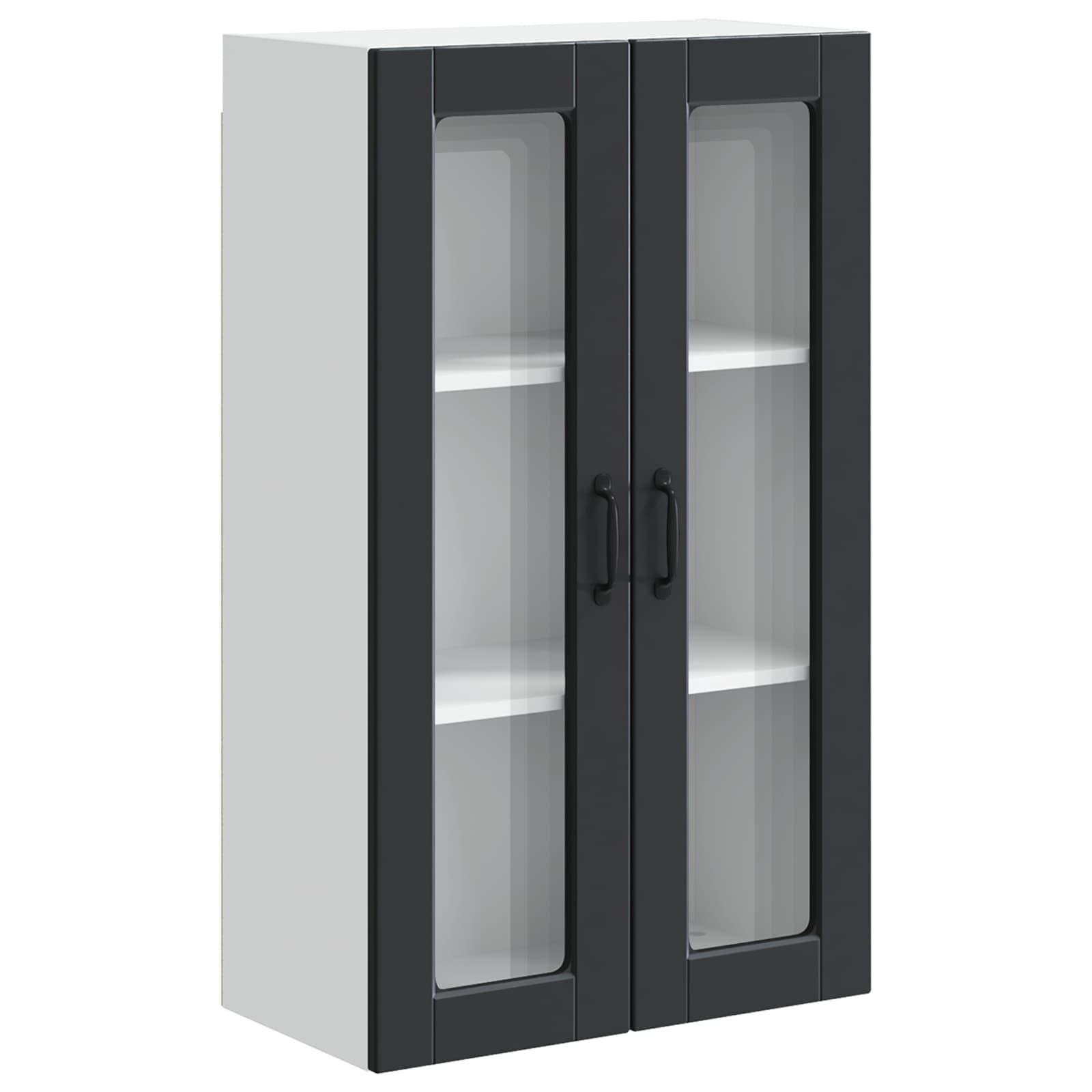 Wall Glass Cabinet PORTO Black 60 x 31 x 100 cm Engineered Wood