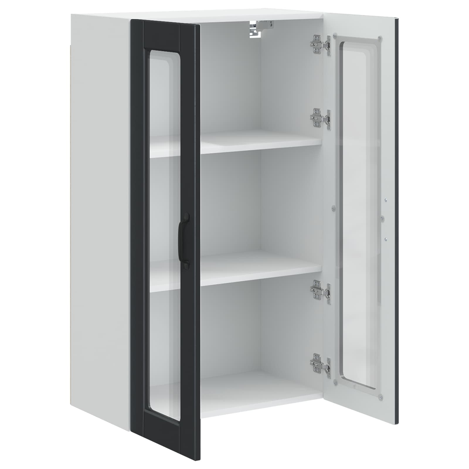 Wall Glass Cabinet PORTO Black 60 x 31 x 100 cm Engineered Wood