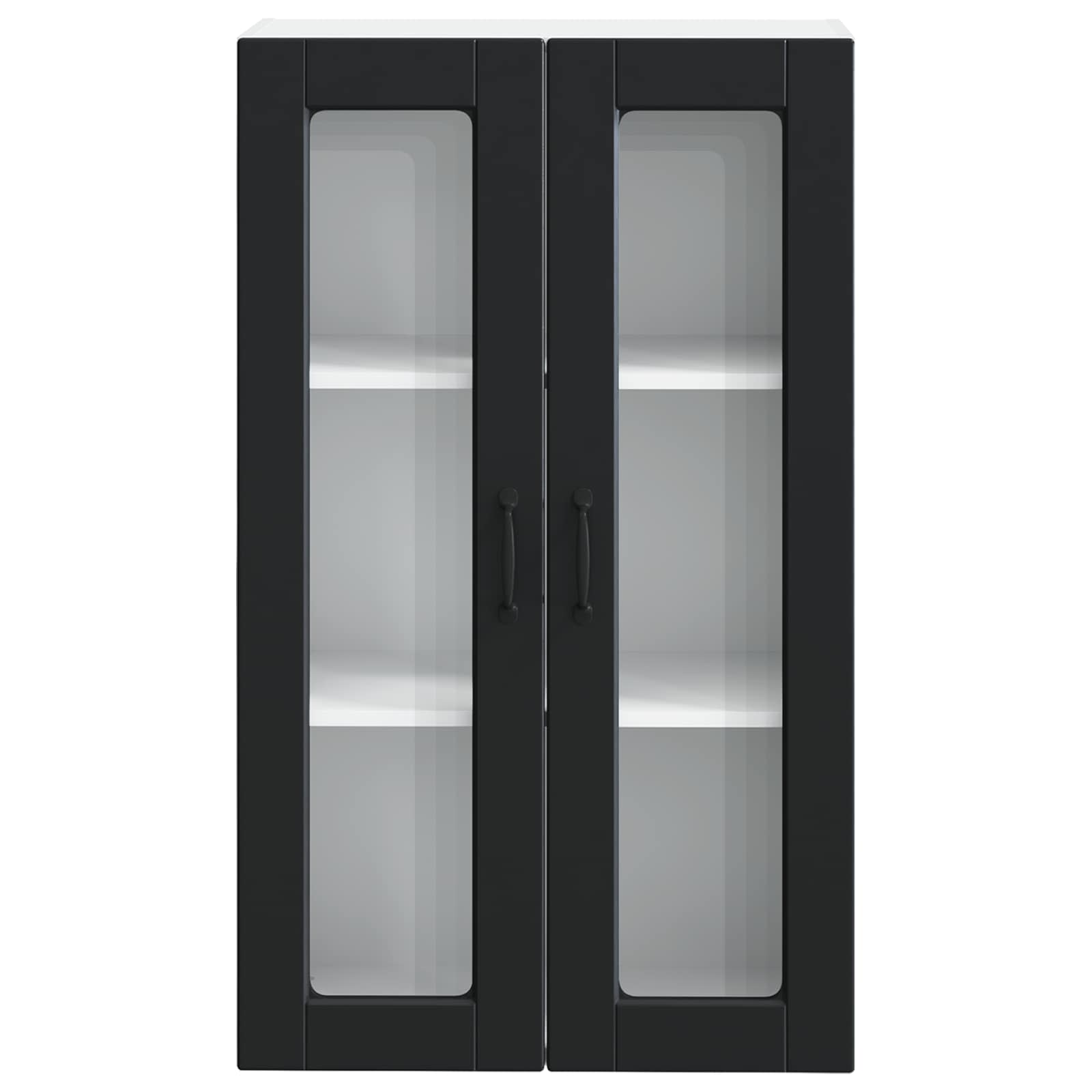 Wall Glass Cabinet PORTO Black 60 x 31 x 100 cm Engineered Wood
