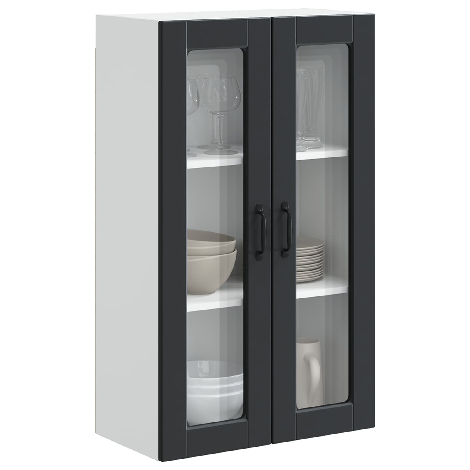 Wall Glass Cabinet PORTO Black 60 x 31 x 100 cm Engineered Wood