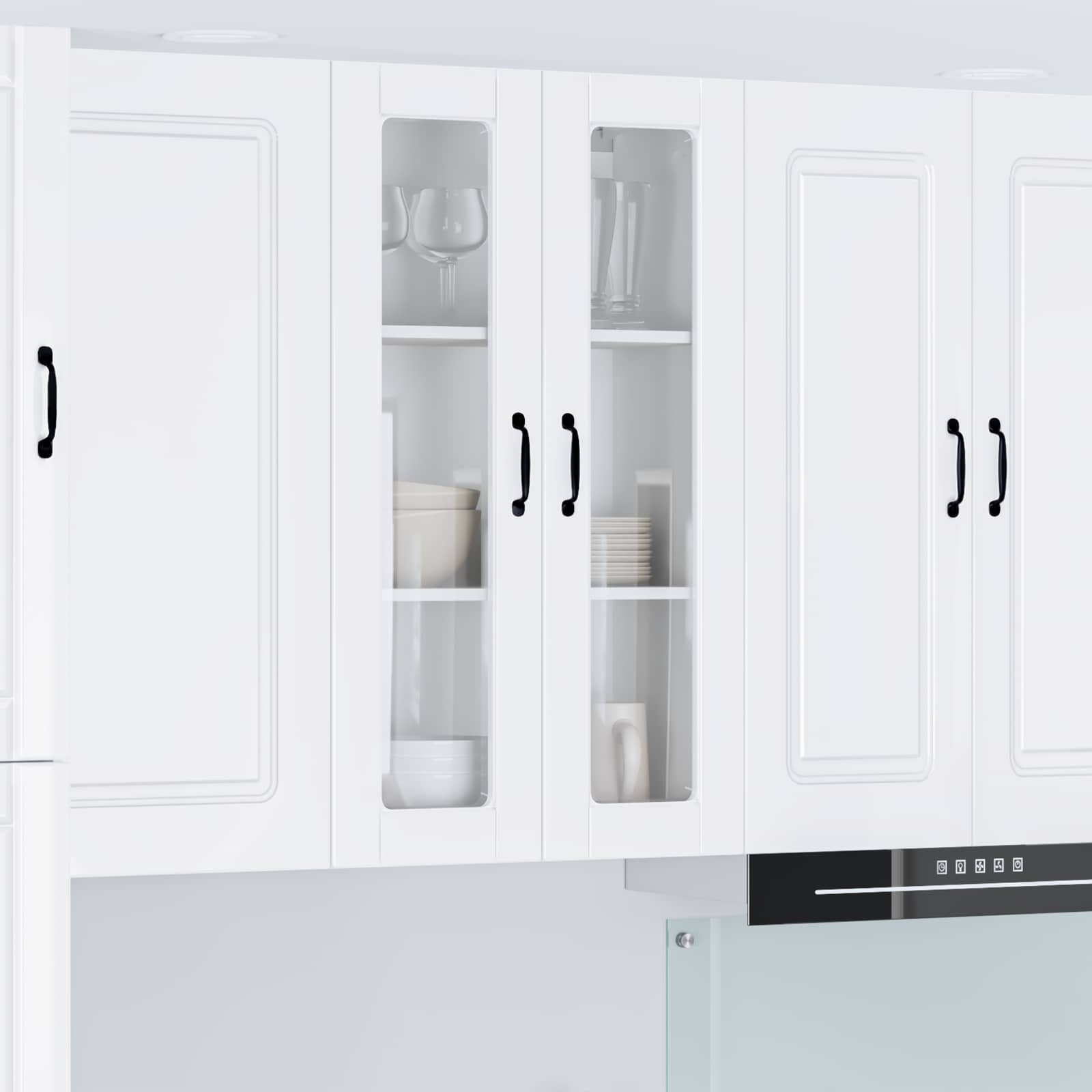 Wall Glass Cabinet PORTO High Gloss White 60 x 31 x 100 cm