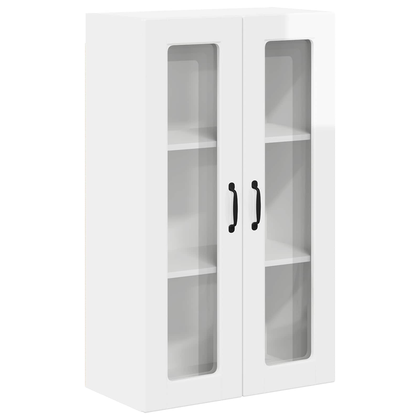 Wall Glass Cabinet PORTO High Gloss White 60 x 31 x 100 cm