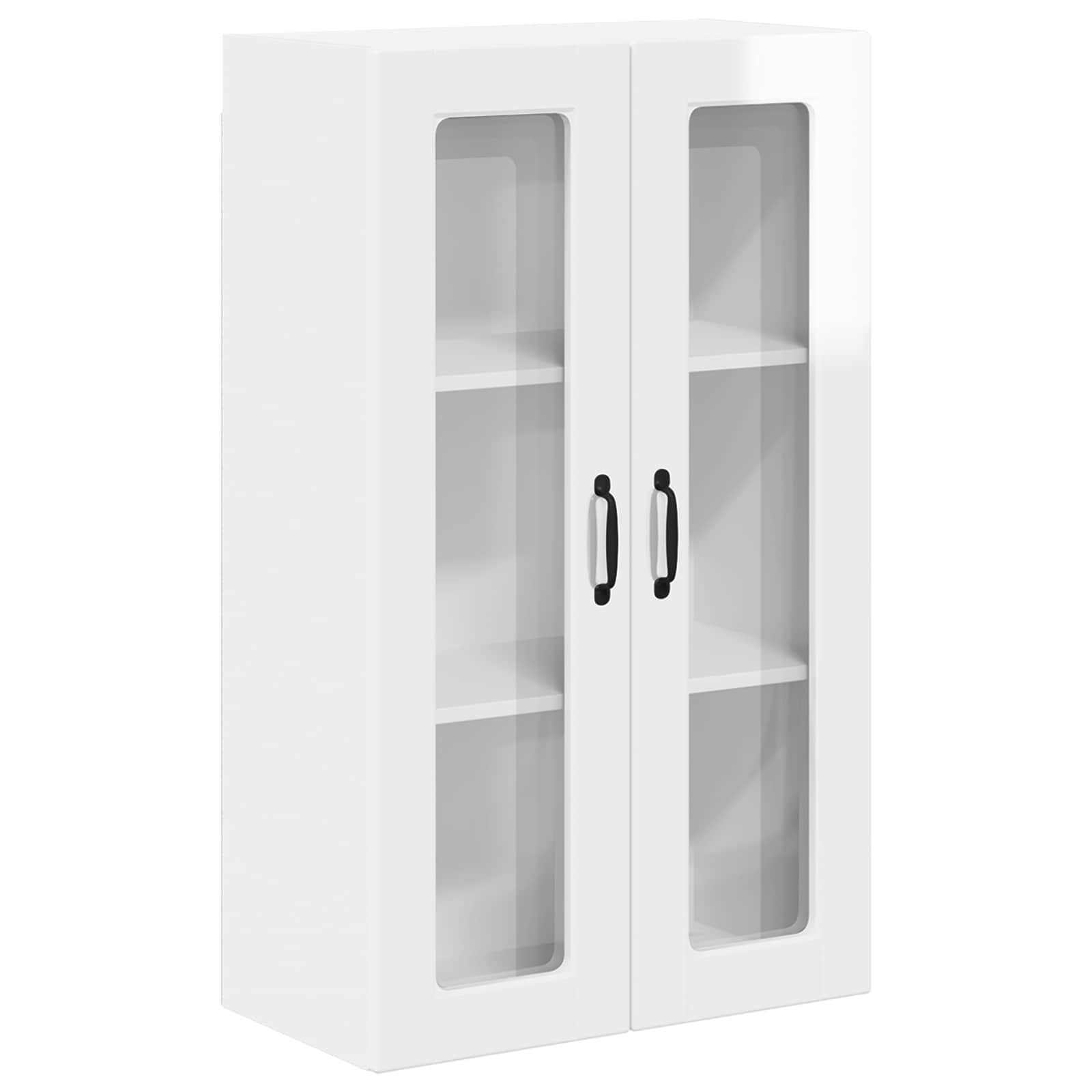 Wall Glass Cabinet PORTO High Gloss White 60 x 31 x 100 cm