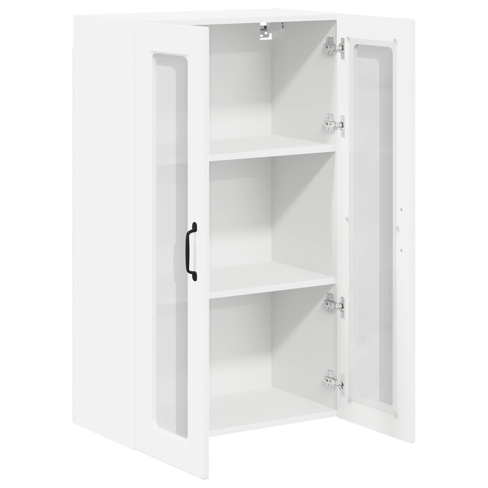Wall Glass Cabinet PORTO High Gloss White 60 x 31 x 100 cm